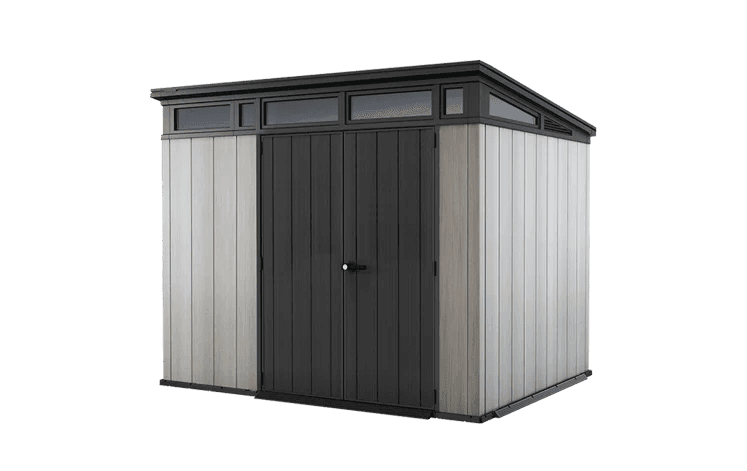 Keter Artisan 9��7 Foot Large Outdoor Shed with Floor with Modern Design for Patio Furniture