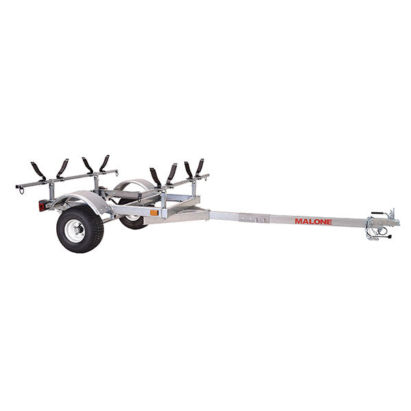 Malone LowMax 2 Kayak Trailer, 600 lb Capacity, Galvanized Steel, J/V Racks, LED Lights, USA Made