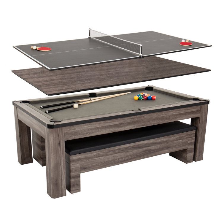 7′ 3-in-1 Combination Table Includes Billiards, Table Tennis, & Dining Table