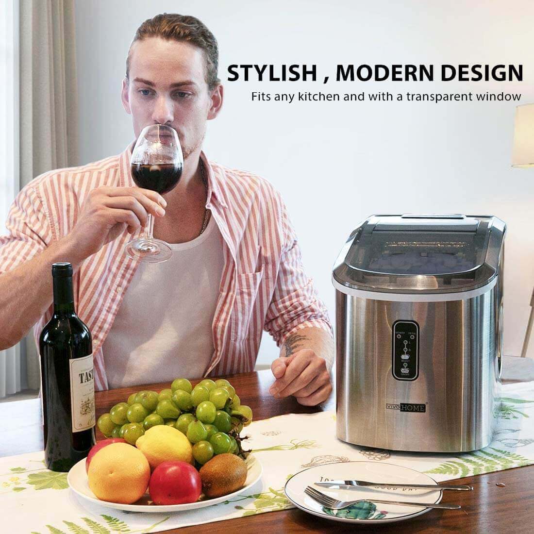 26lbs/day Bullet Shaped Stainless Steel Automatic Ice Maker Machine