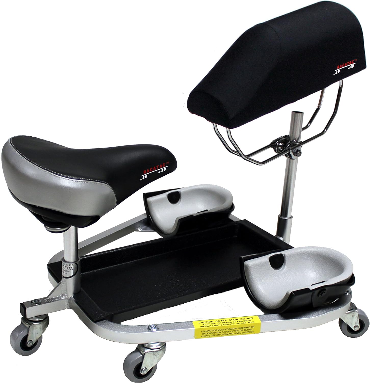 RAC-A-TAC Rolling Knee Pads with 3    Casters & Chest Support, Black  C Lightweight Aluminum Frame, Tool Tray Included