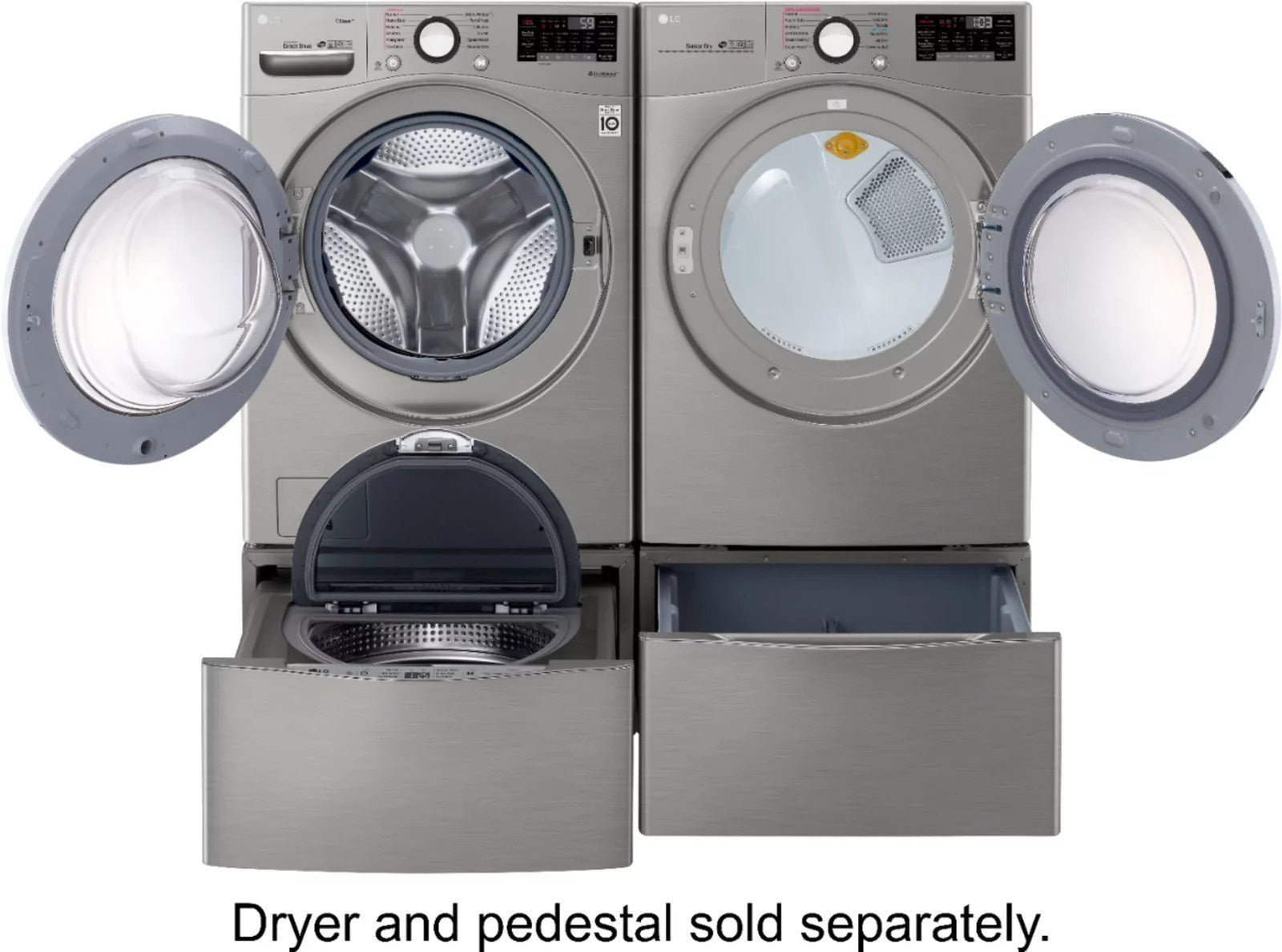 LG �C 4.5 Cu. Ft. High-Efficiency Stackable Smart Front Load Washer with Steam and 6Motion Technology �C Graphite steel