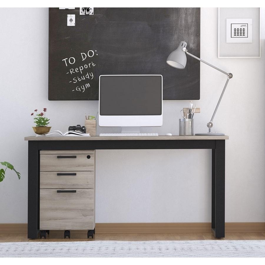 Apex Desk and File Cabinet, Weathered Oak