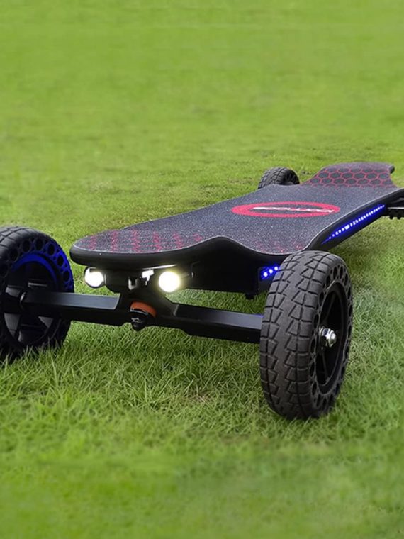 Electric Skateboard 4000 Watts | 12S3P | 35 mph | 22 Mile Range | 6′′ Wheels | Cool Lights | – Black