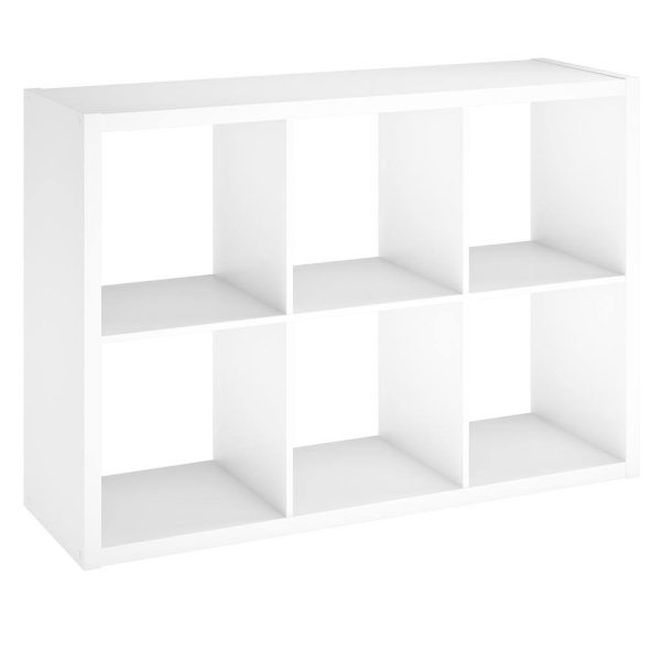 4568 30 in. H x 43.82 in. W x 13.50 in. D White Wood Large 6- Cube Organizer
