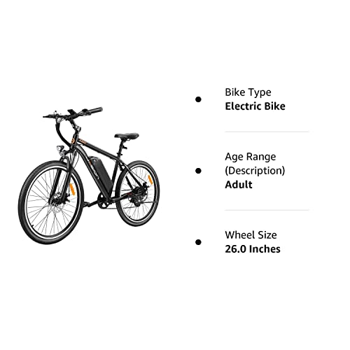 Jasion Electric Mountain Bike for Adults with 360Wh Removable Battery, 40Miles 20MPH