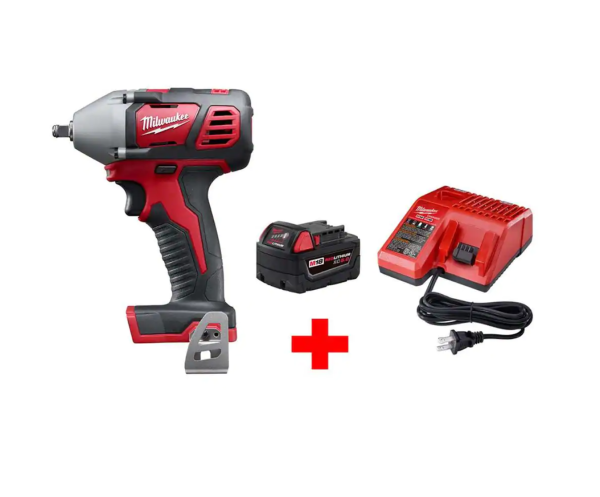 2658-20-48-59-1850 M18 18V Lithium-Ion Cordless 3/8 in. Impact Wrench W/ Friction Ring W/ M18 Starter Kit (1) 5.0Ah Battery   Charger