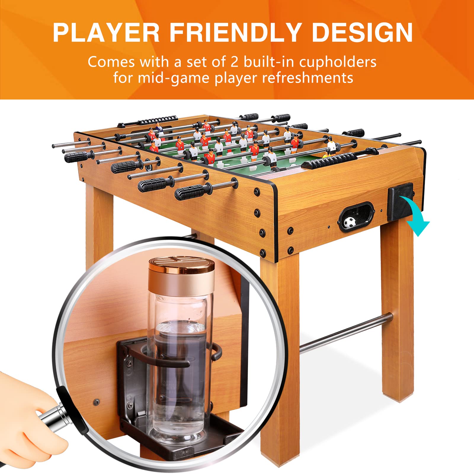 BBnote 48in Competition Sized Foosball Table, Home Arcade Tables Football, Game Room, Arcade with 2 Balls, 2 Cup Golders, Game Machine Suitable for Adults and Kids