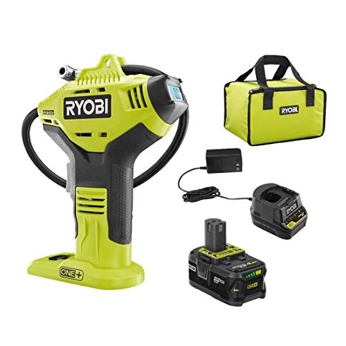 RYOBI ONE+ Cordless High Pressure Inflator with Digital Gauge & 18V Lithium-Ion Battery, Portable Tire & Sports Equipment Pump