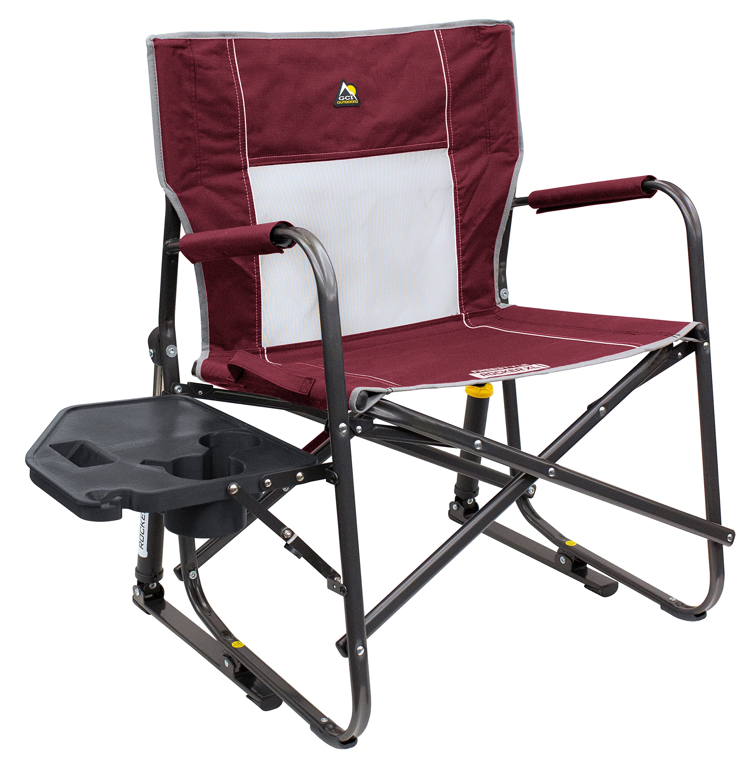 GCI Outdoor Freestyle Rocker XL Folding Rocking Chair with Side Table, Supports 250 lbs, Portable for Camping