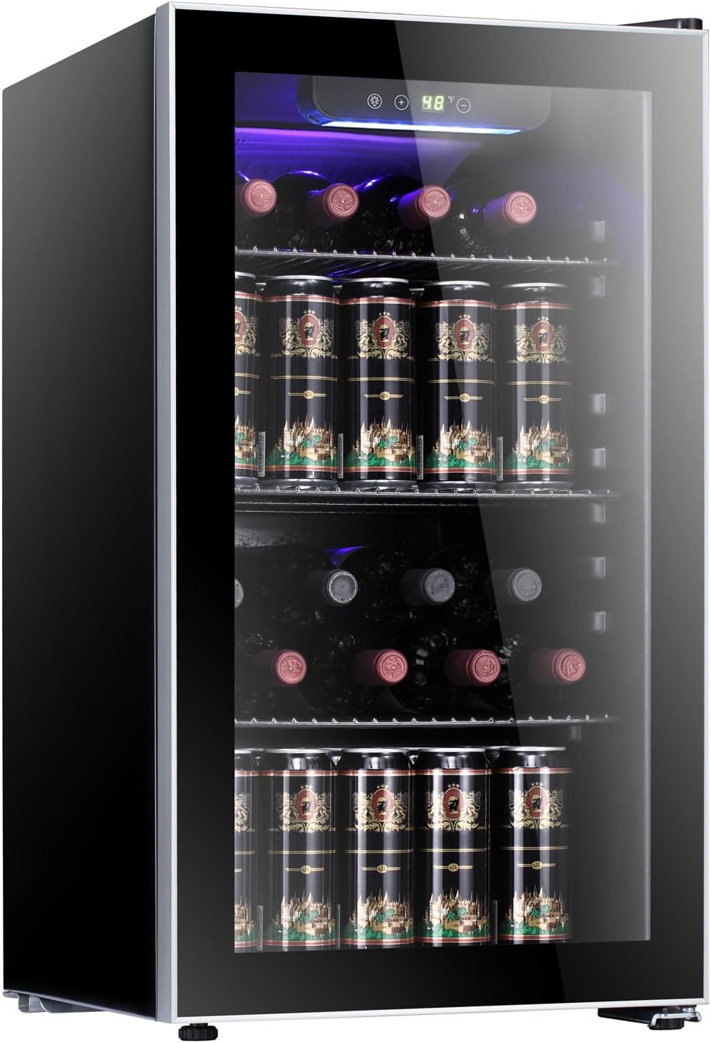 Antarctic Star 36 Bottle Wine Cooler/Cabinet BeverageRefrigerator Small Mini Wine Cellar Beer Soda Bar Fridge Quiet Operation Compressor Adjust Temperature Freestanding Black, 4.4 Cu. ft