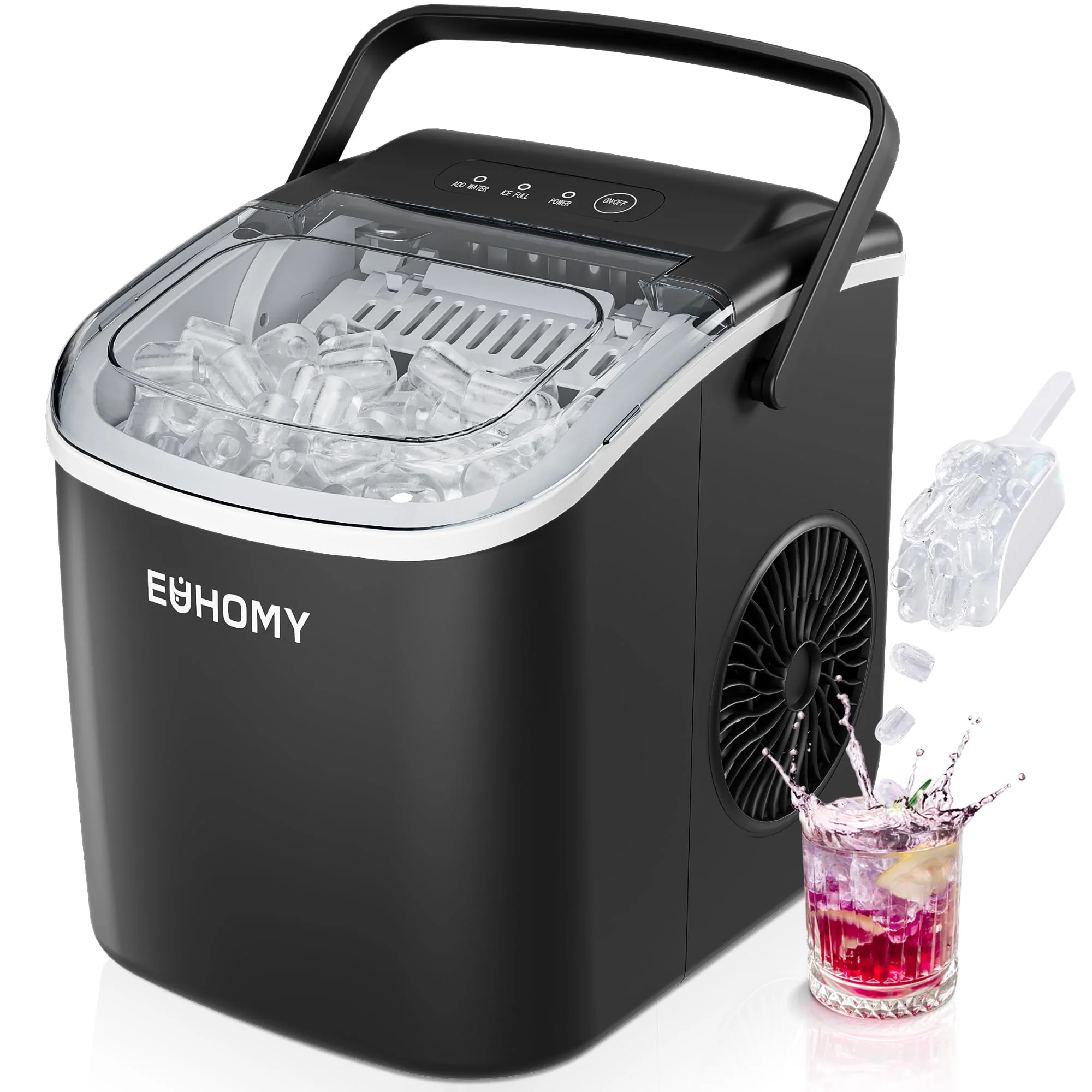 EUHOMY Countertop Ice Maker Machine with Handle