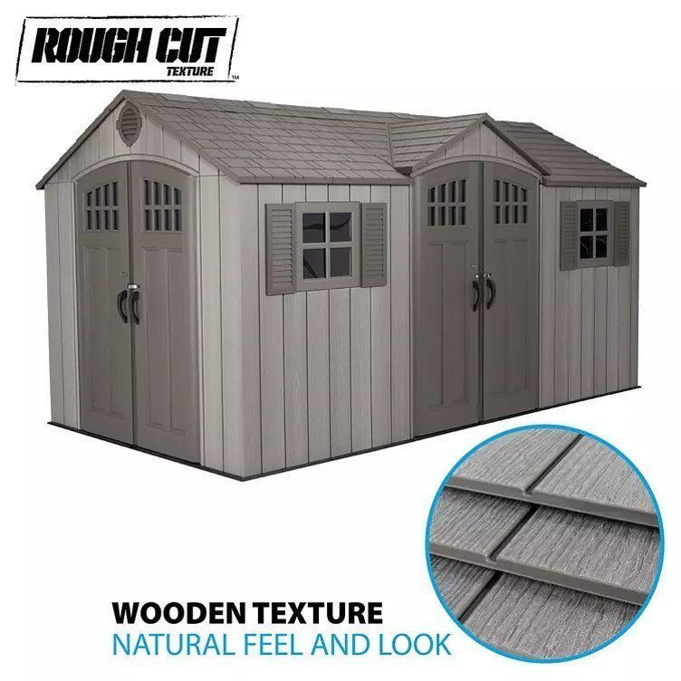Lifetime 15�� x 8�� Rough Cut Dual-Entry Outdoor Storage Shed