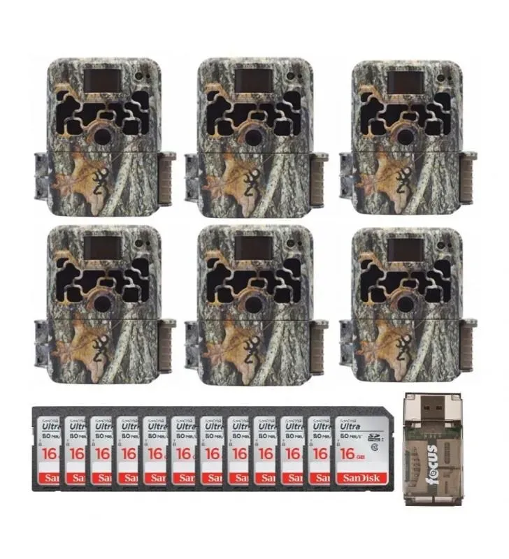 Browning Trail Cameras Dark Ops Extreme (6-Pack) w/ 16GB Cards Bundle – Camouflage