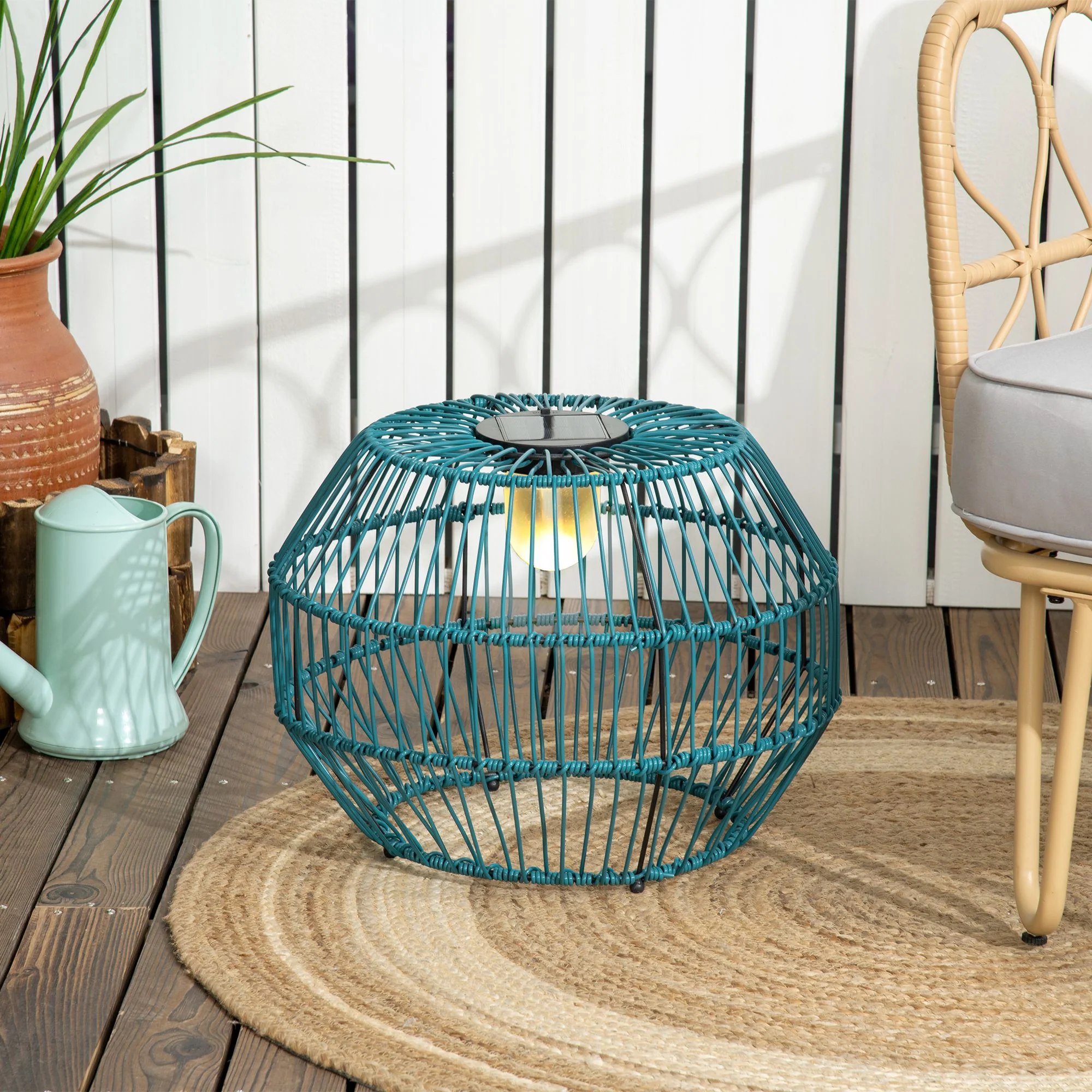 Outsunny Solar Außenleuchte Gartenbeleuchtung Gittergehäuse LED