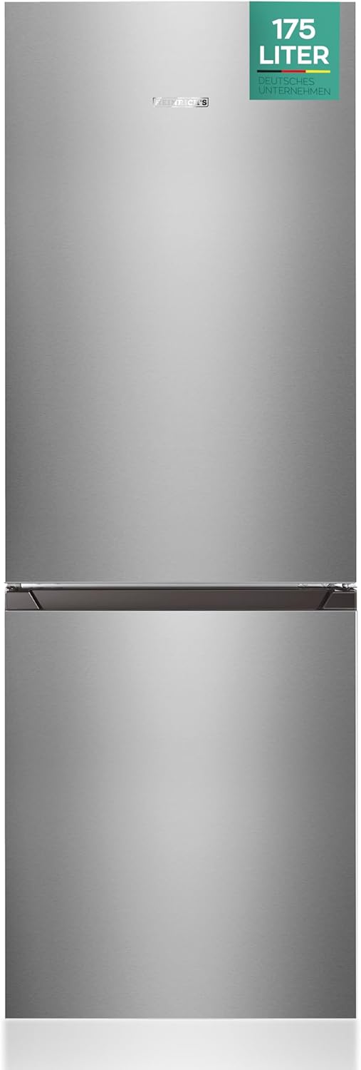 HEINRICHS Kühlgefrierkombination 175Liter, Kühlvolumen 122L, Gefrierfach 53L,LED Innenraumbeleuchtung, Kühlschrank Türanschlag wechselbar, leise 39dB,groe Tiefkühlboxen, 7 Temperaturstufen,inox