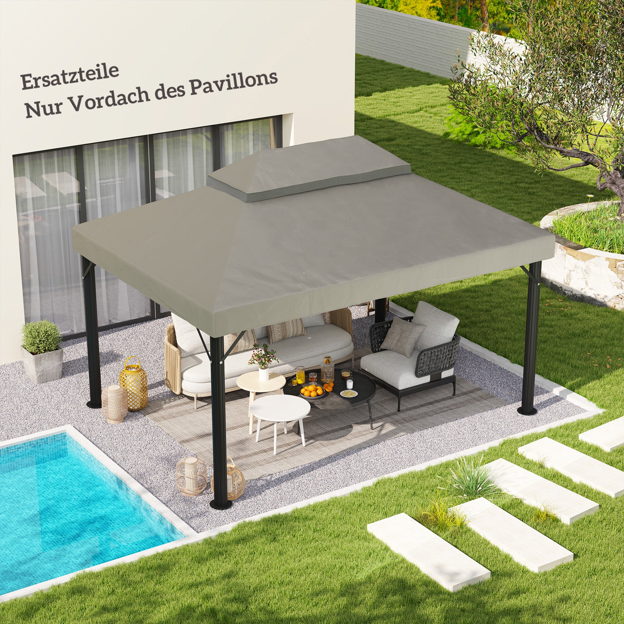 Outsunny Ersatzdach 3×4 m wasserdicht mit Doppeldach