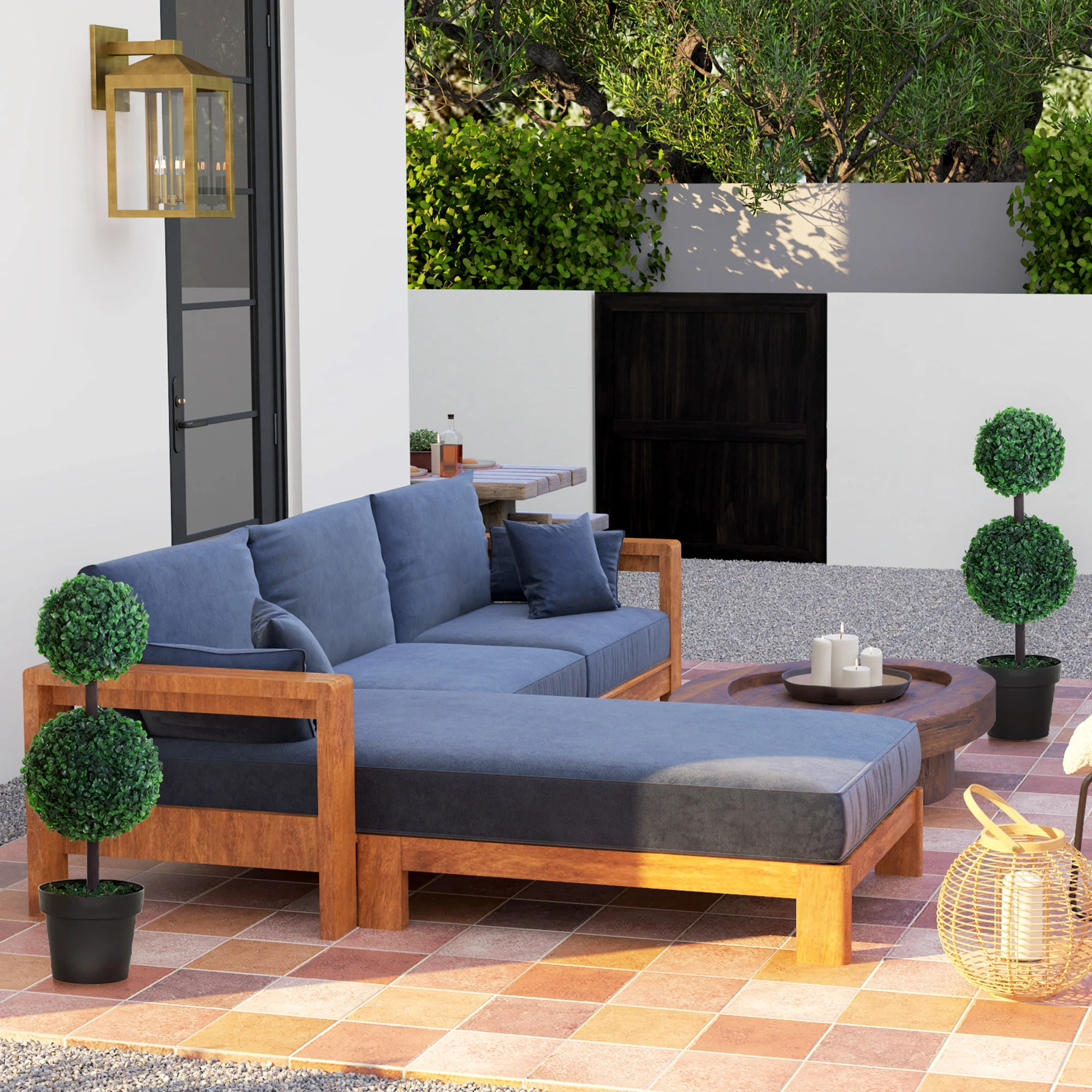 Outsunny 2er-Set künstliche Pflanzen 67 cm Doppel-Kugel