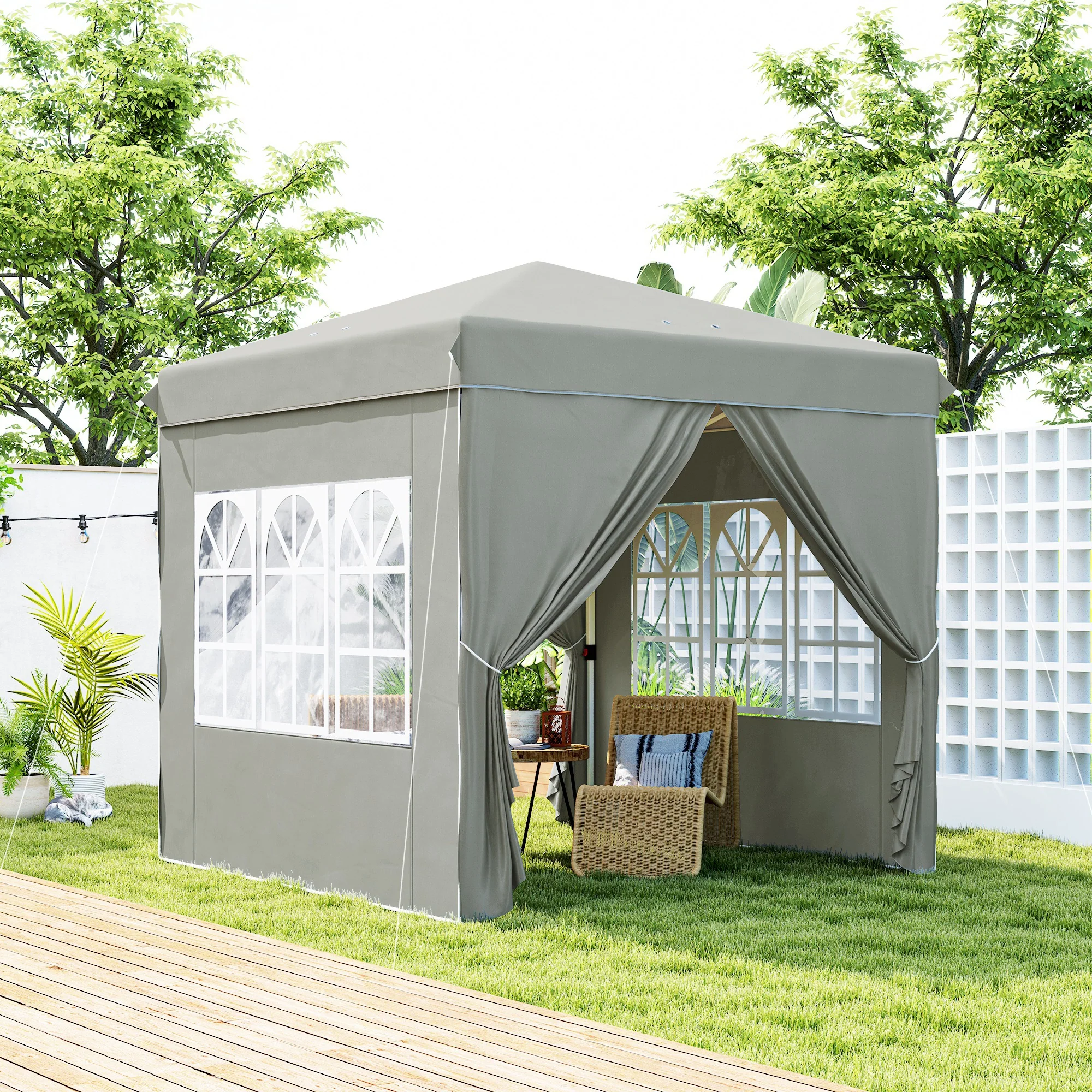 Outsunny Faltpavillon 2,5×2,5 m mit UV-Schutz & Seitenteilen