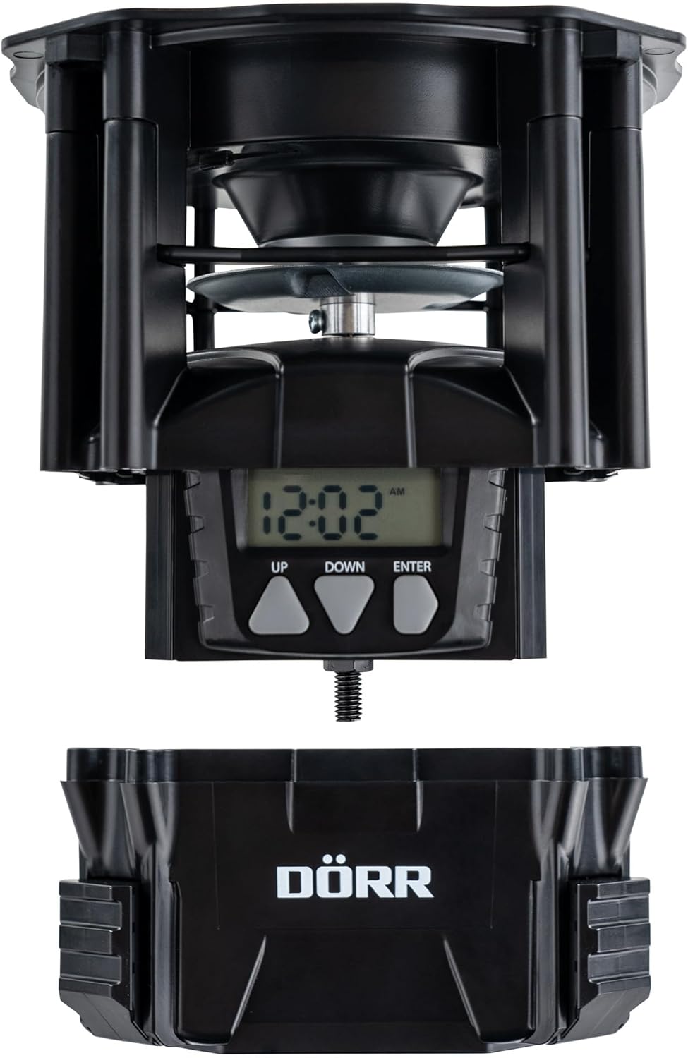 DÖRR Futterstreuer Compact - 4 Fütterungszeiten - Wildtiere - Fische - Einfache Steuerung - Verschiedene Futterarten - Mit Behälter