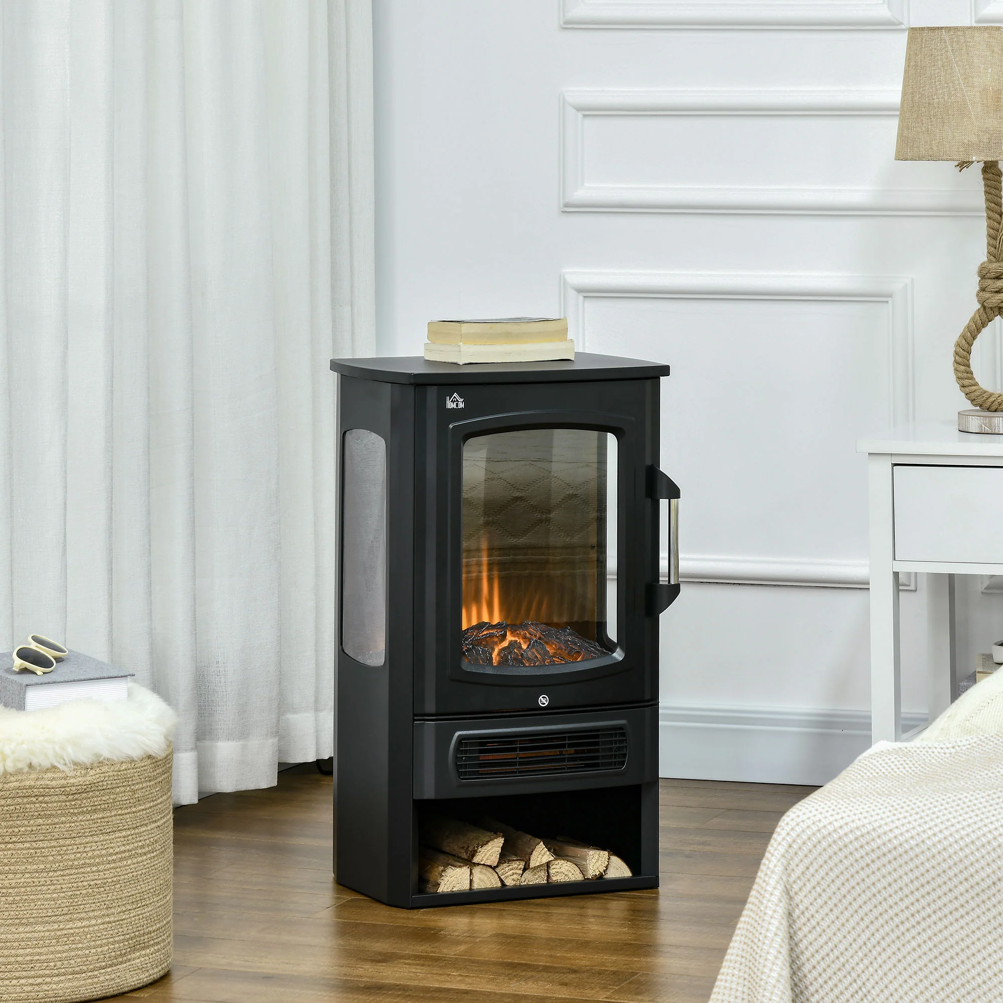 HOMCOM Elektrokamin LED-Flammeneffekt 2 Heizstufen Überhitzungsschutz