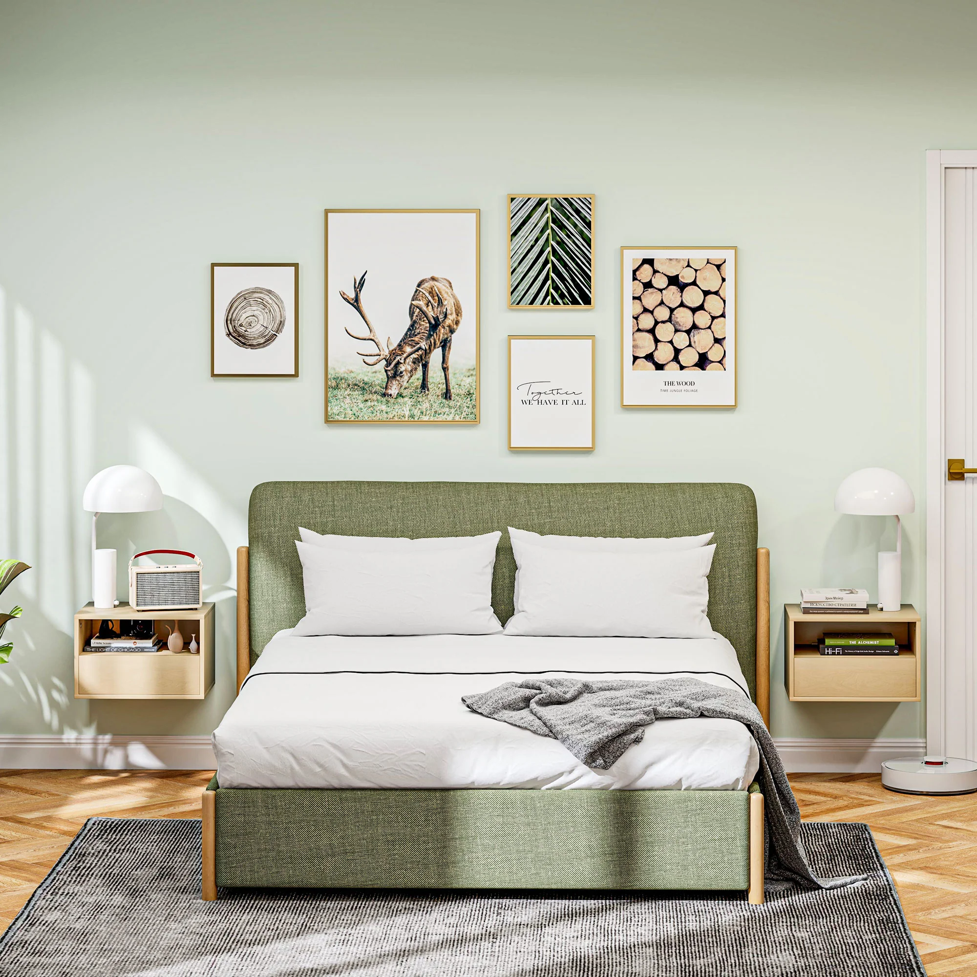 HOMCOM Nachttisch Hängend 2er-Set mit Schublade schwebend