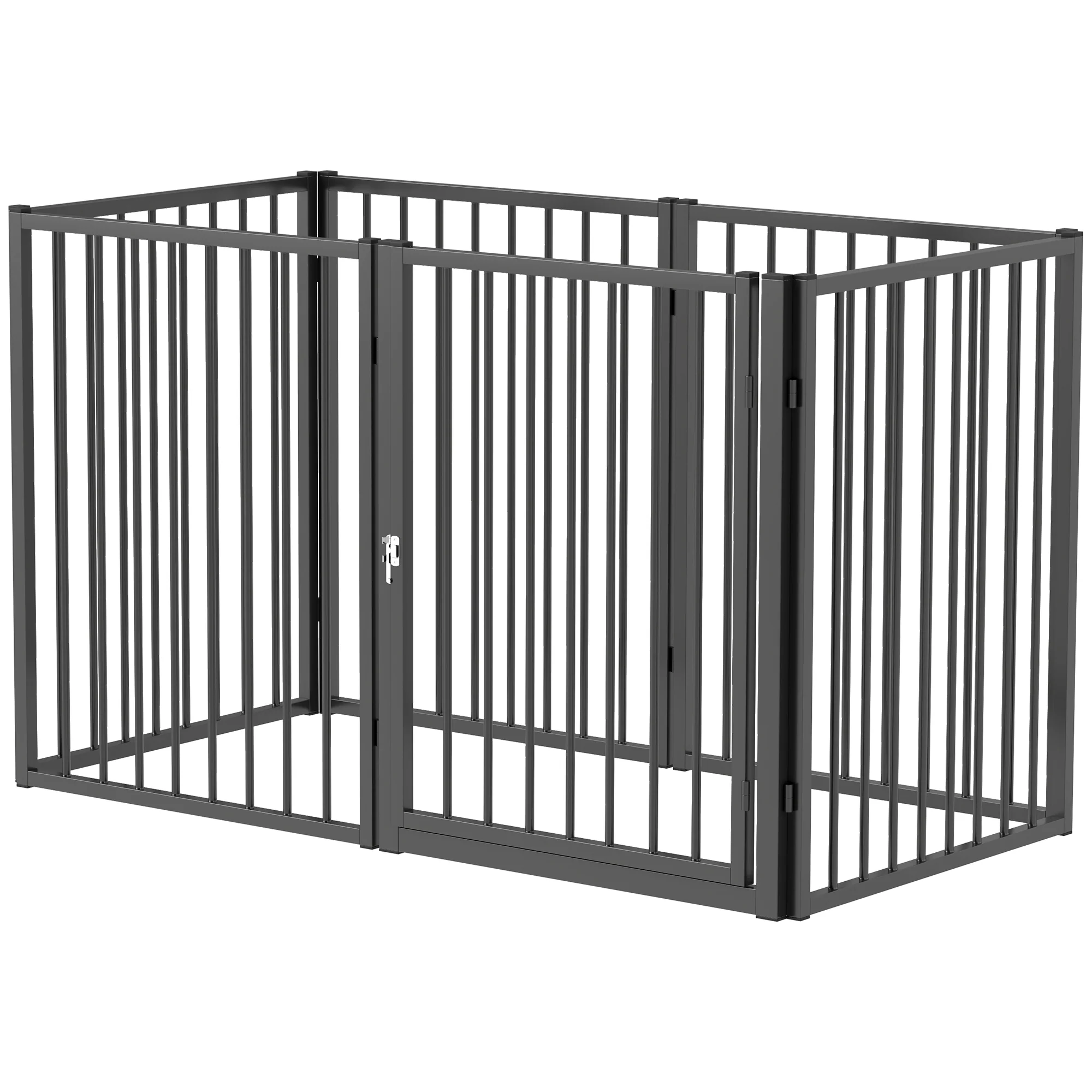 PawHut Welpenauslauf 76 cm 8-teilig mit Tür Schwarz