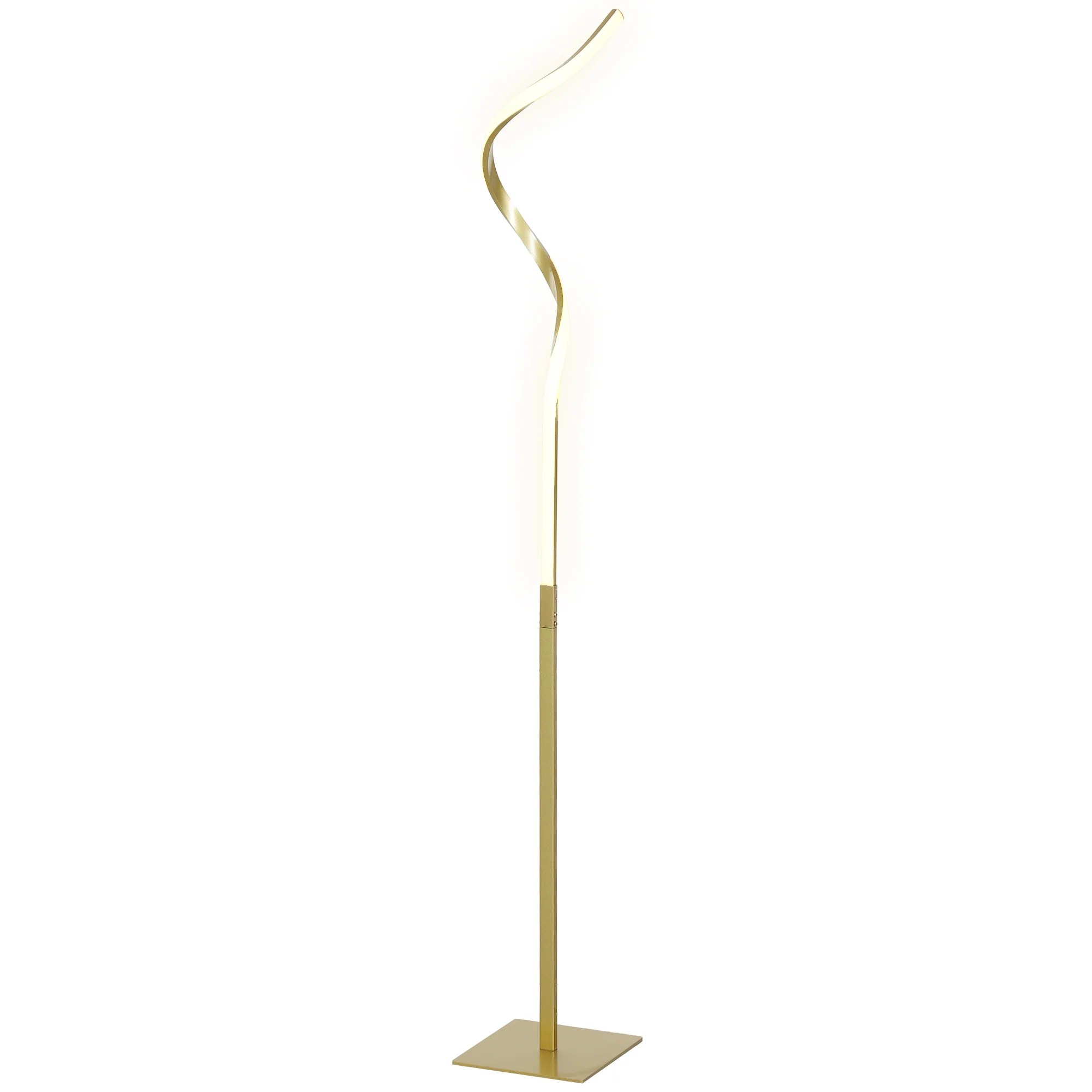 HOMCOM LED Stehlampe Spiraldesign dimmbar mit Fußschalter Gold