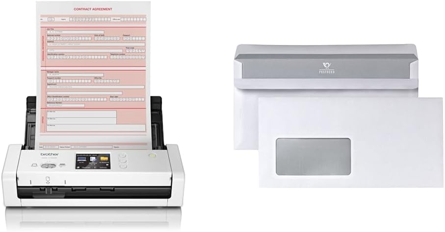 Brother ADS-1700W Kompakter und intelligenter Dokumentenscanner | Dokumentenzuführung | Automatisches Scannen | Wi-Fi/Wi-Fi Direct, Weiß/Schwarz