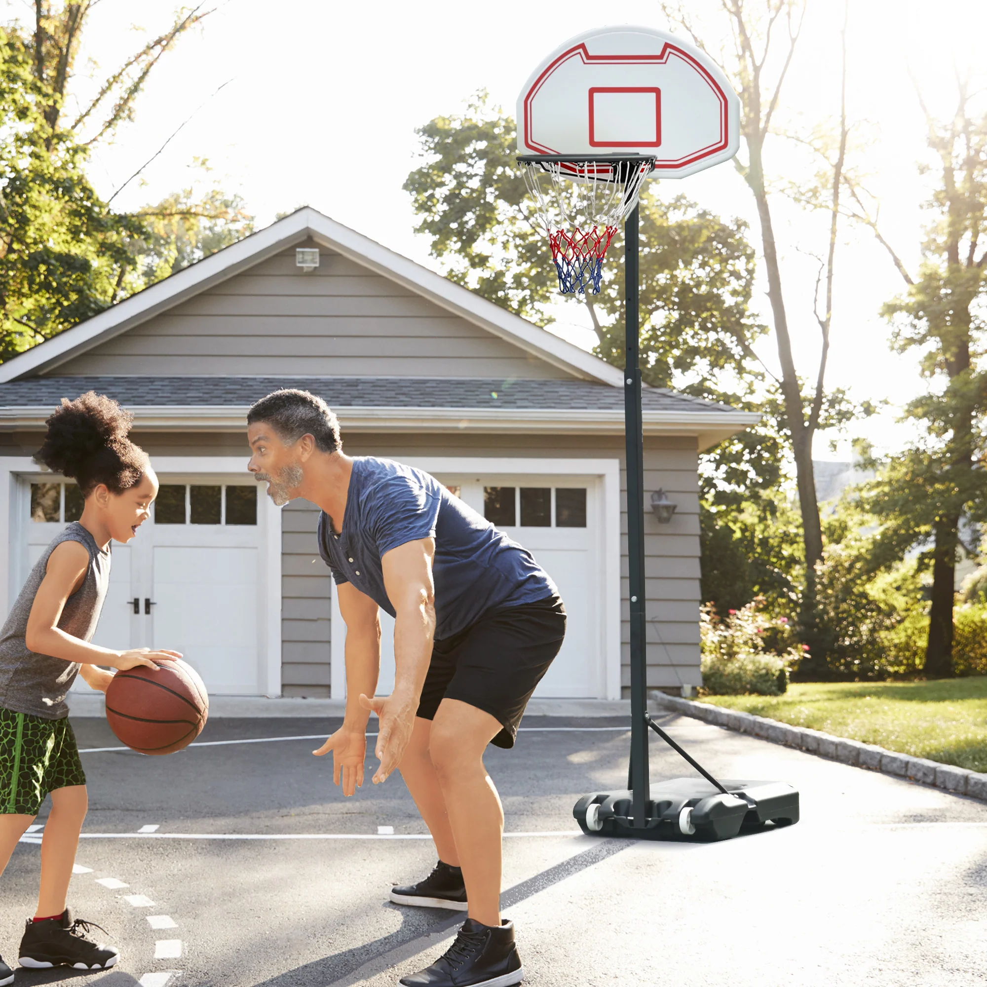 HOMCOM Basketballständer höhenverstellbar rollbar Outdoor Kinder