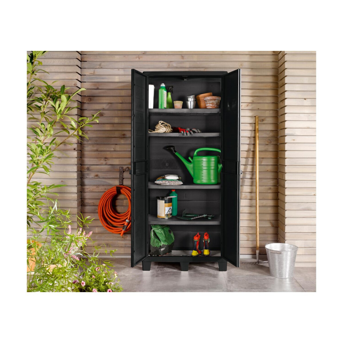 LIVARNO home Gartenschrank, 2 Türen, aus recyceltem Plastik - B-Ware Transportschaden M