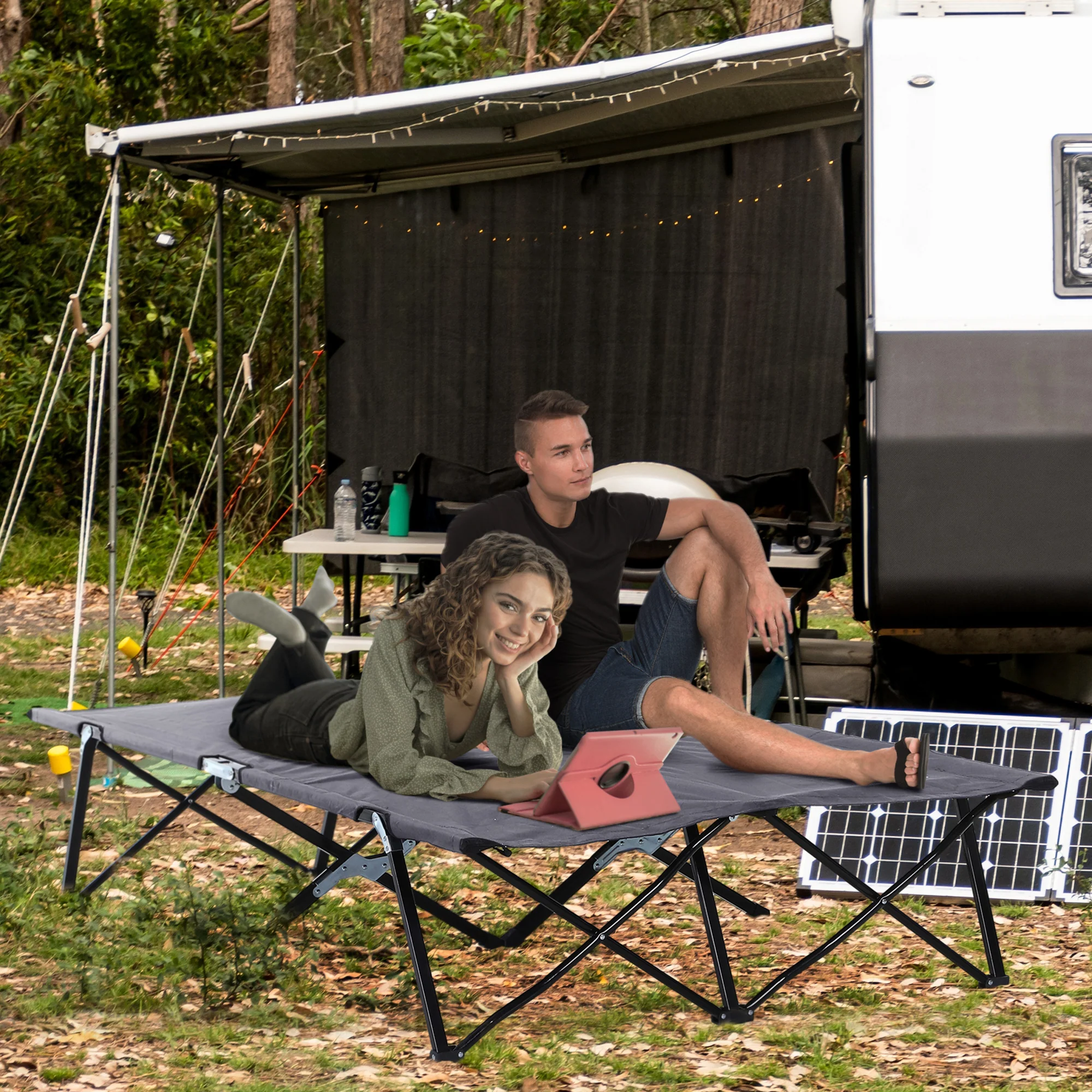 Outsunny Campingbett klappbar für 2 Personen erhöht faltbar