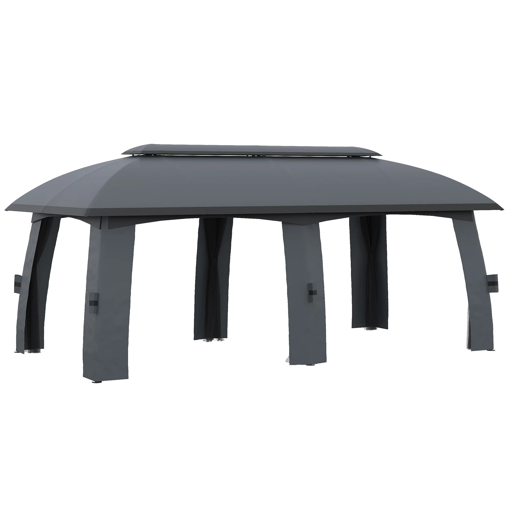 Outsunny Gartenpavillon mit Winddach und Vorhängen