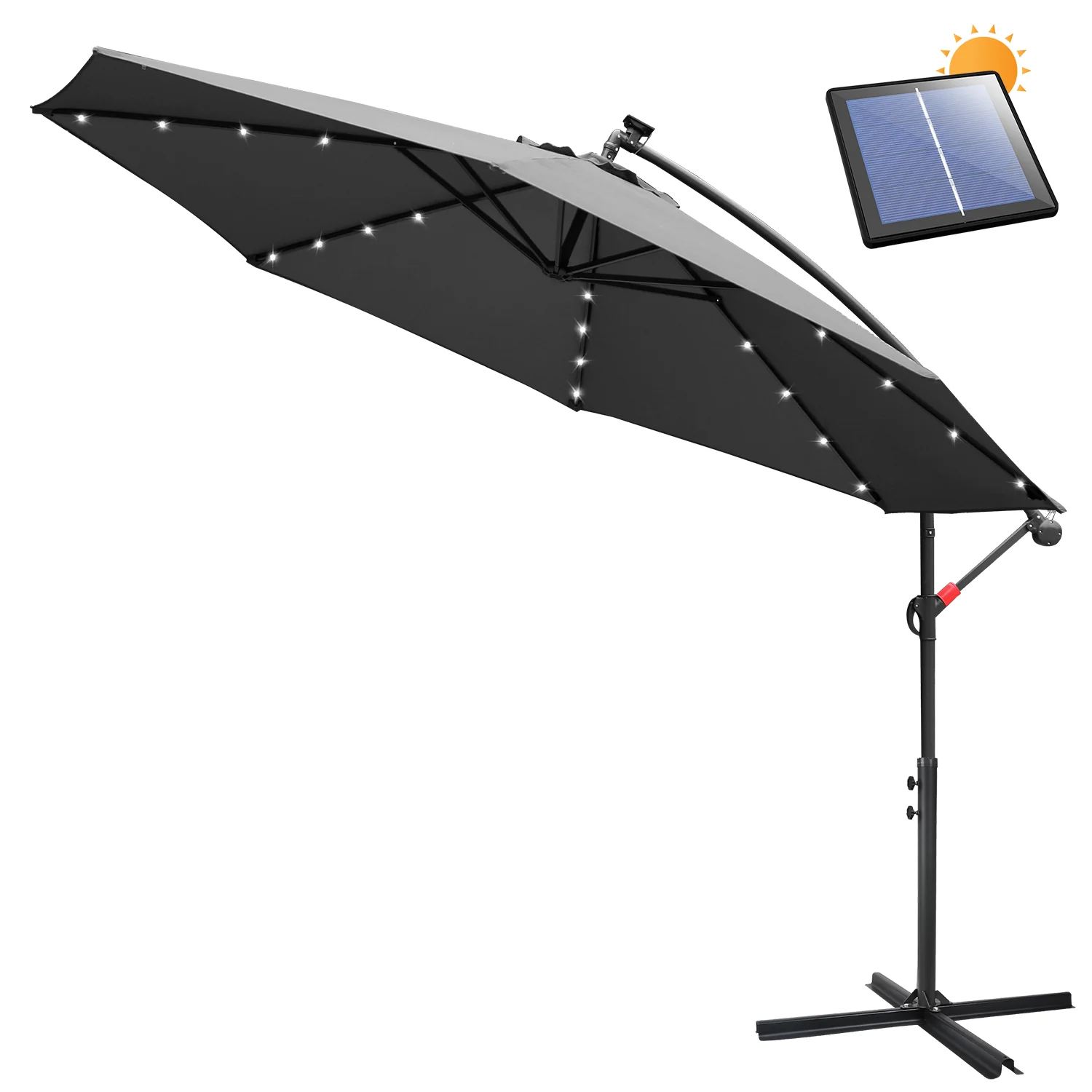 Sonnewelt Ampelschirm 3m/3.5m mit Solar LED
