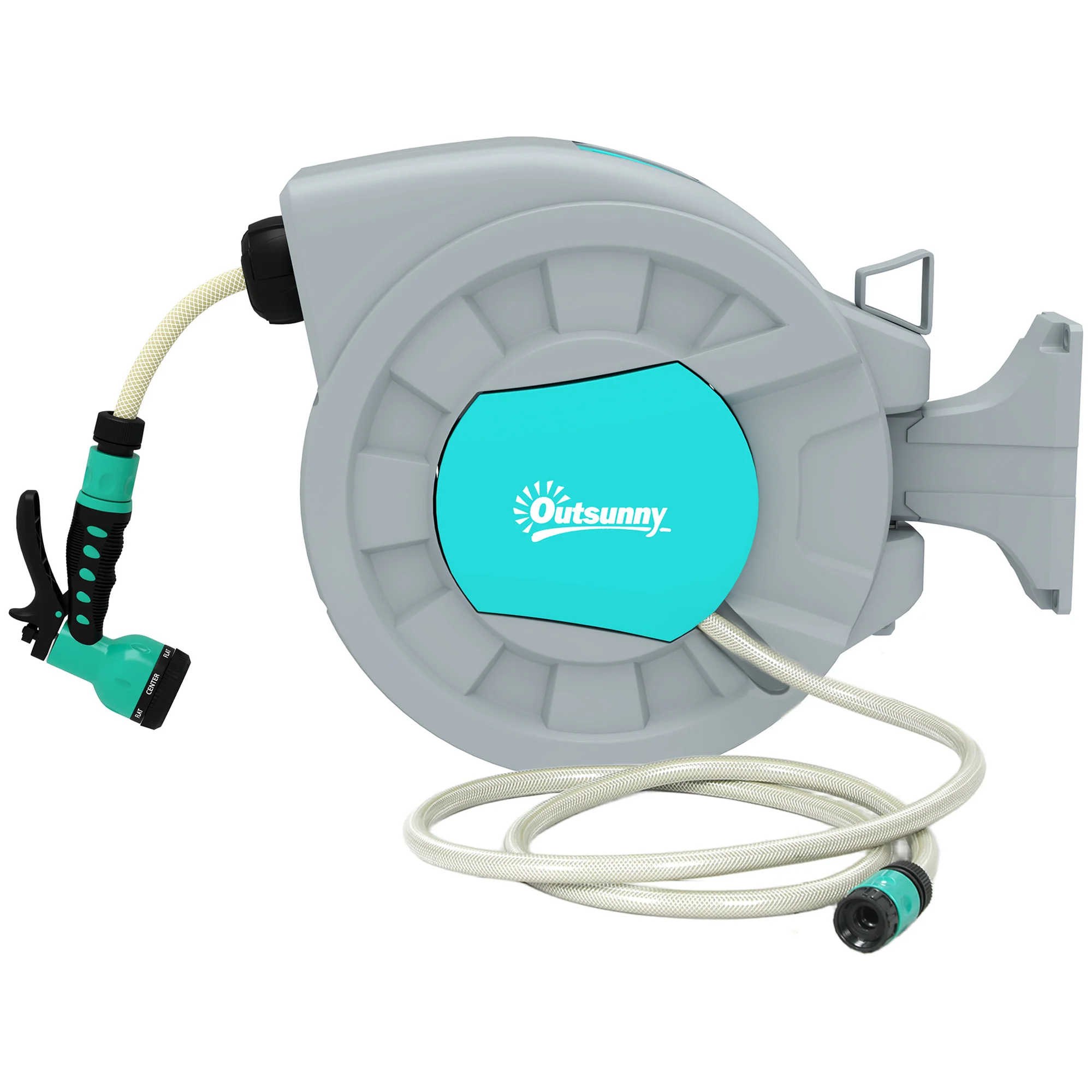 Outsunny Schlauchtrommel Gartenschlauch 30m Automatik 7 Sprühfunktionen