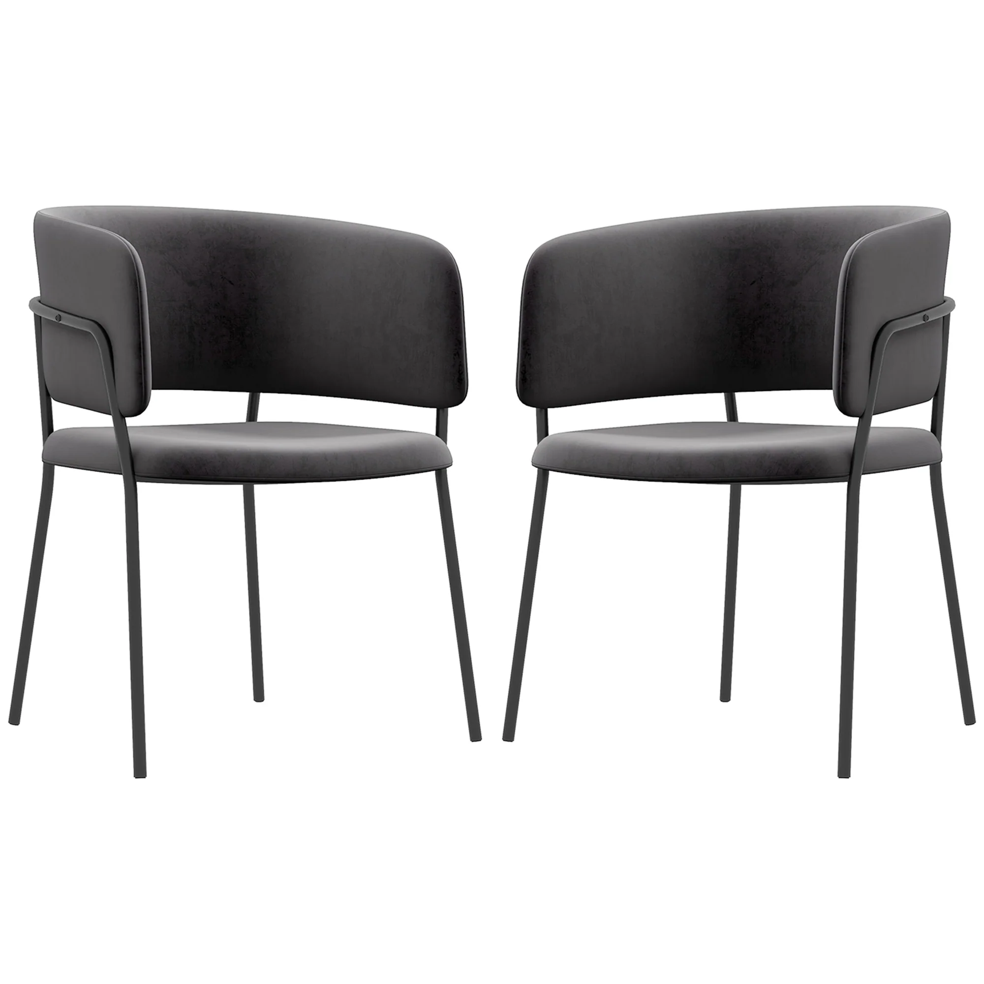 HOMCOM Esszimmerstühle 2er-Set mit Armlehne und Samtoptik