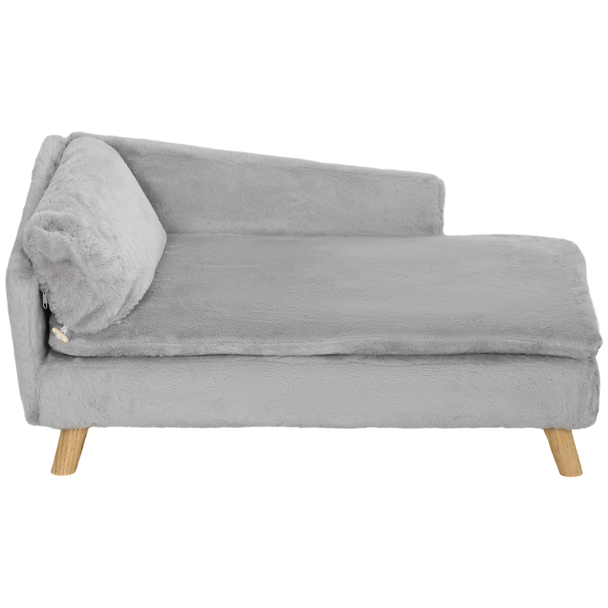 PawHut Hundesofa hellgrau 80x50x40 cm mit Holzbeinen
