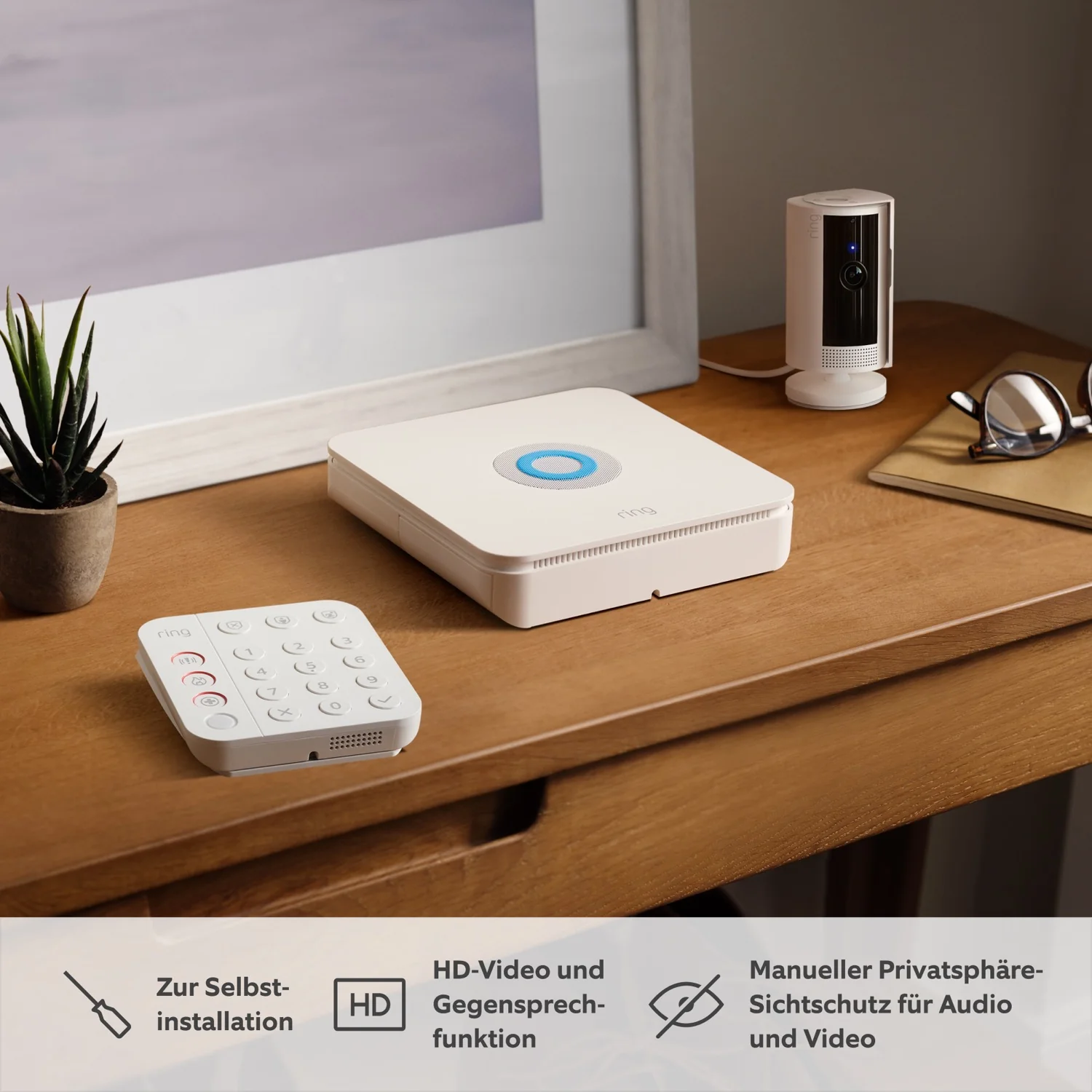 Alarm-Set + Innenkamera 2. Gen + Akku-Videotürklingel im Paket - L