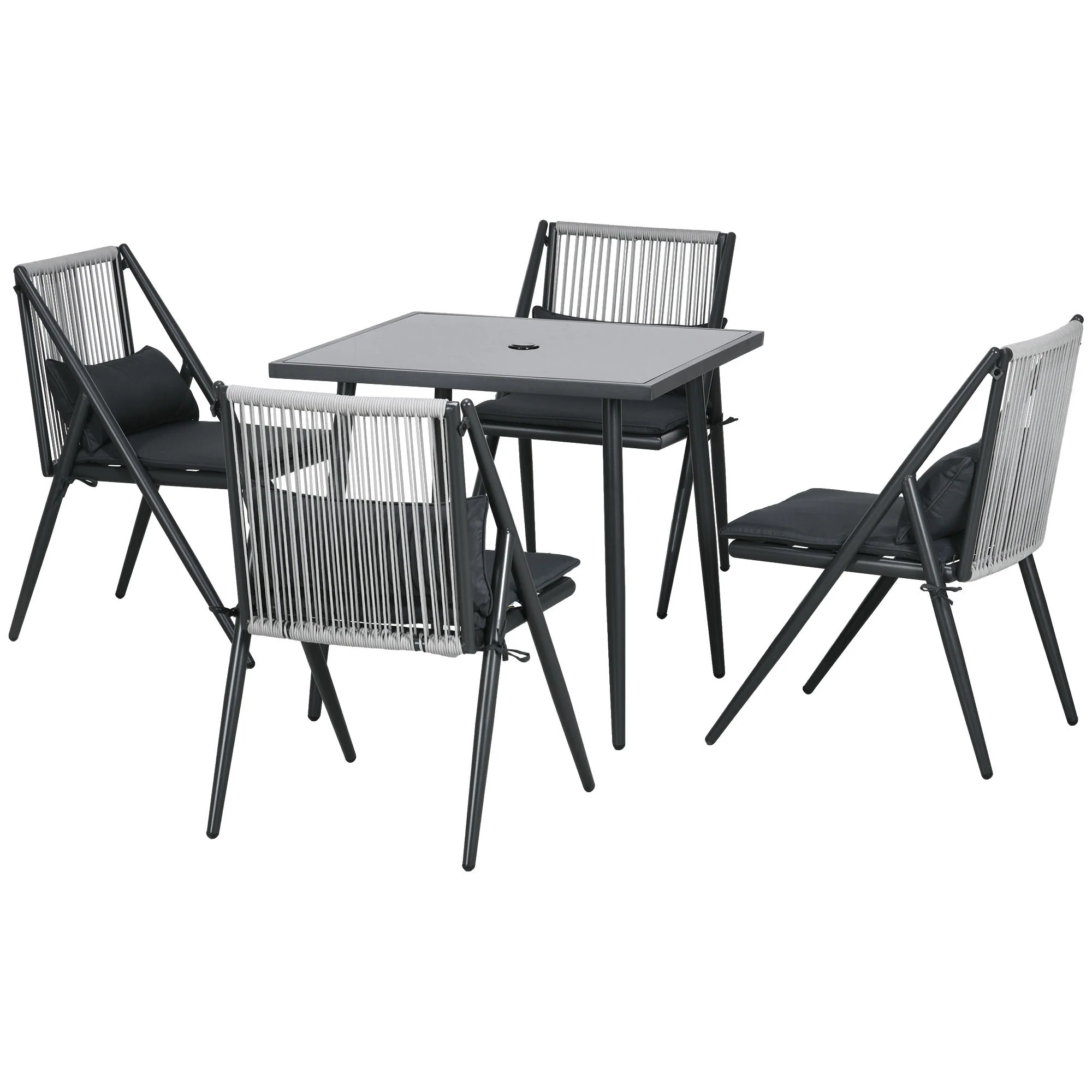 Outsunny Gartenmöbel-Set 4 Personen mit Schaukelstuhl Aluminium