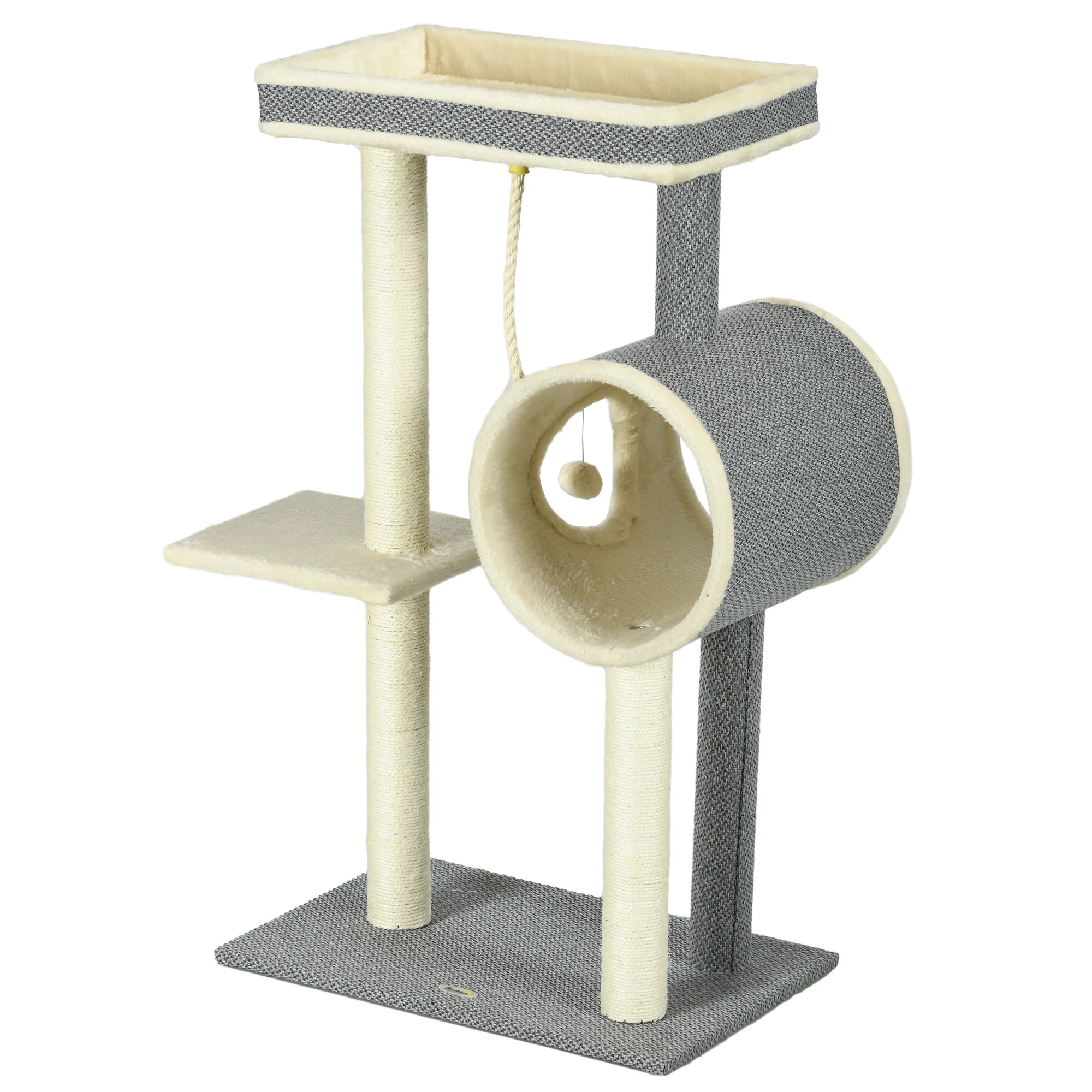 PawHut Kratzbaum 104 cm Grau mit Höhle & Spielball