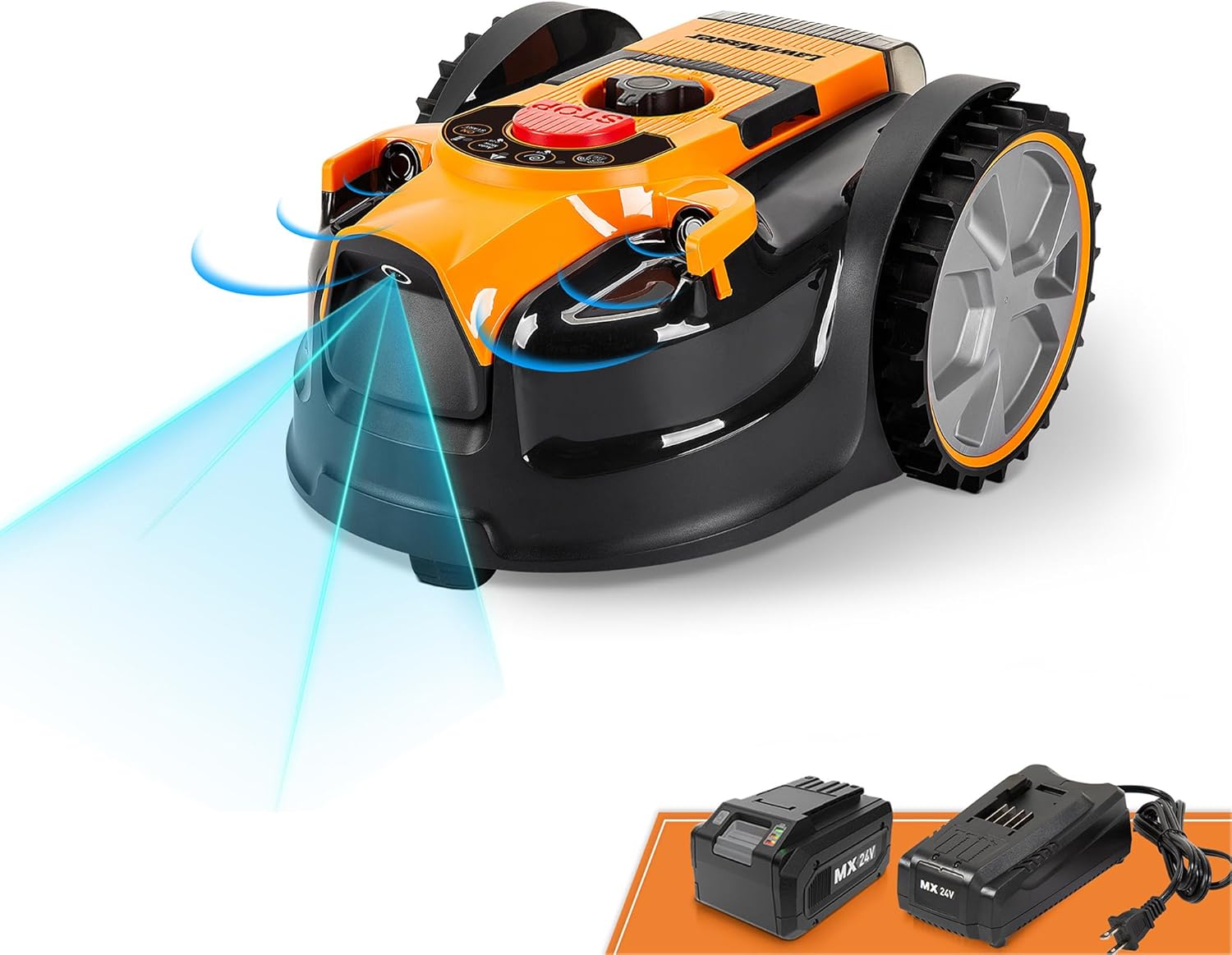 LawnMaster VBRM16 OcuMow™ Mähroboter für geeignet für bis zu 100 qm-Selbstfahrender Rasenmäher Roboter mit MX 24V 4.0Ah Lithium-Ionen Akku Ohne Kabel