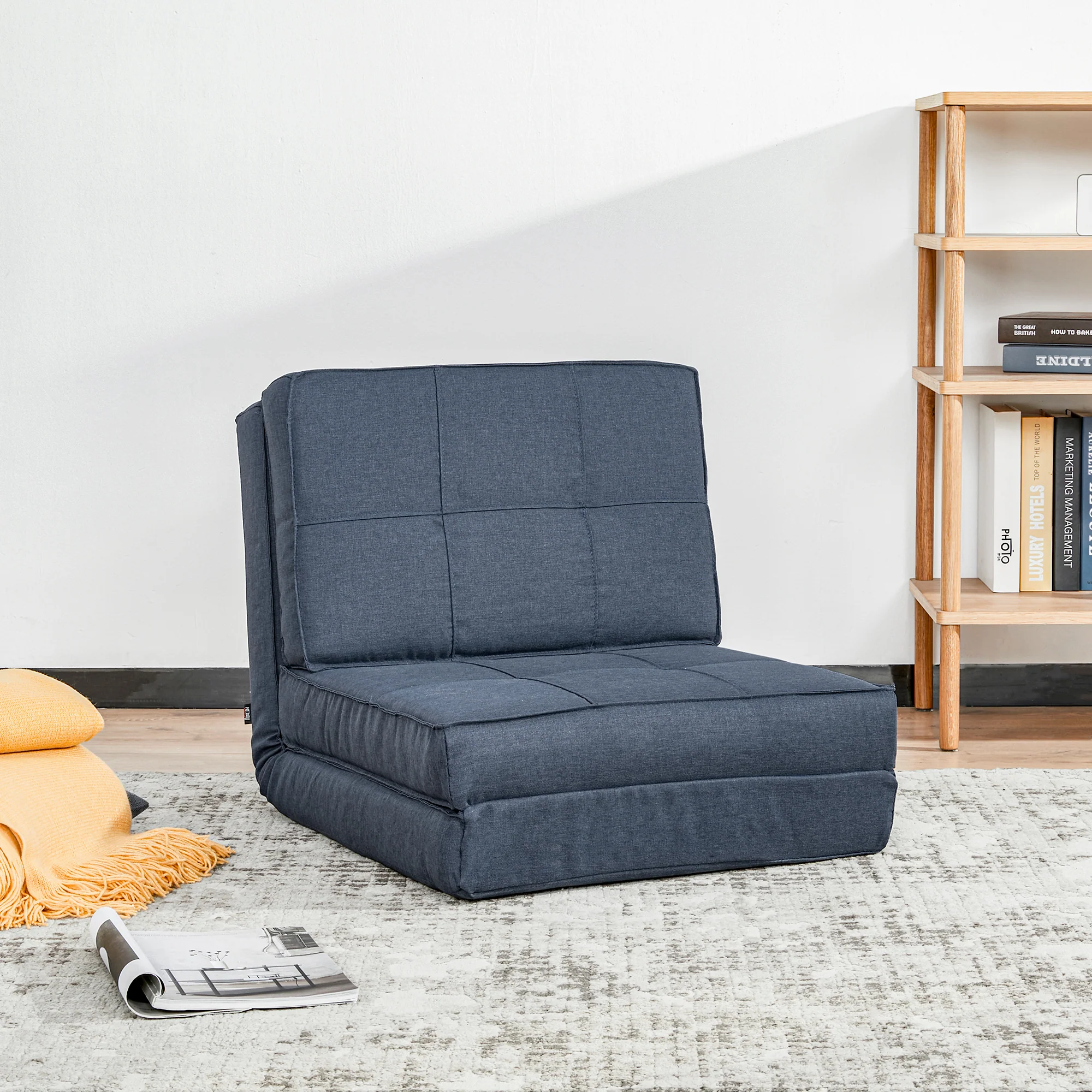 HOMCOM Bodensofa 3-in-1 klappbar Dunkelblau