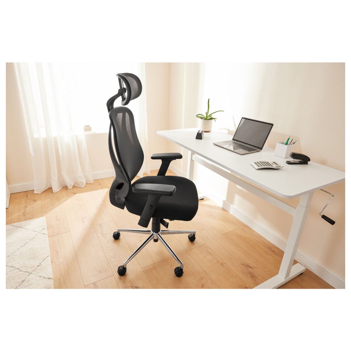 LIVARNO home Drehstuhl, mit verstellbarer Kopfstütze, schwarz - B-Ware neuwertig