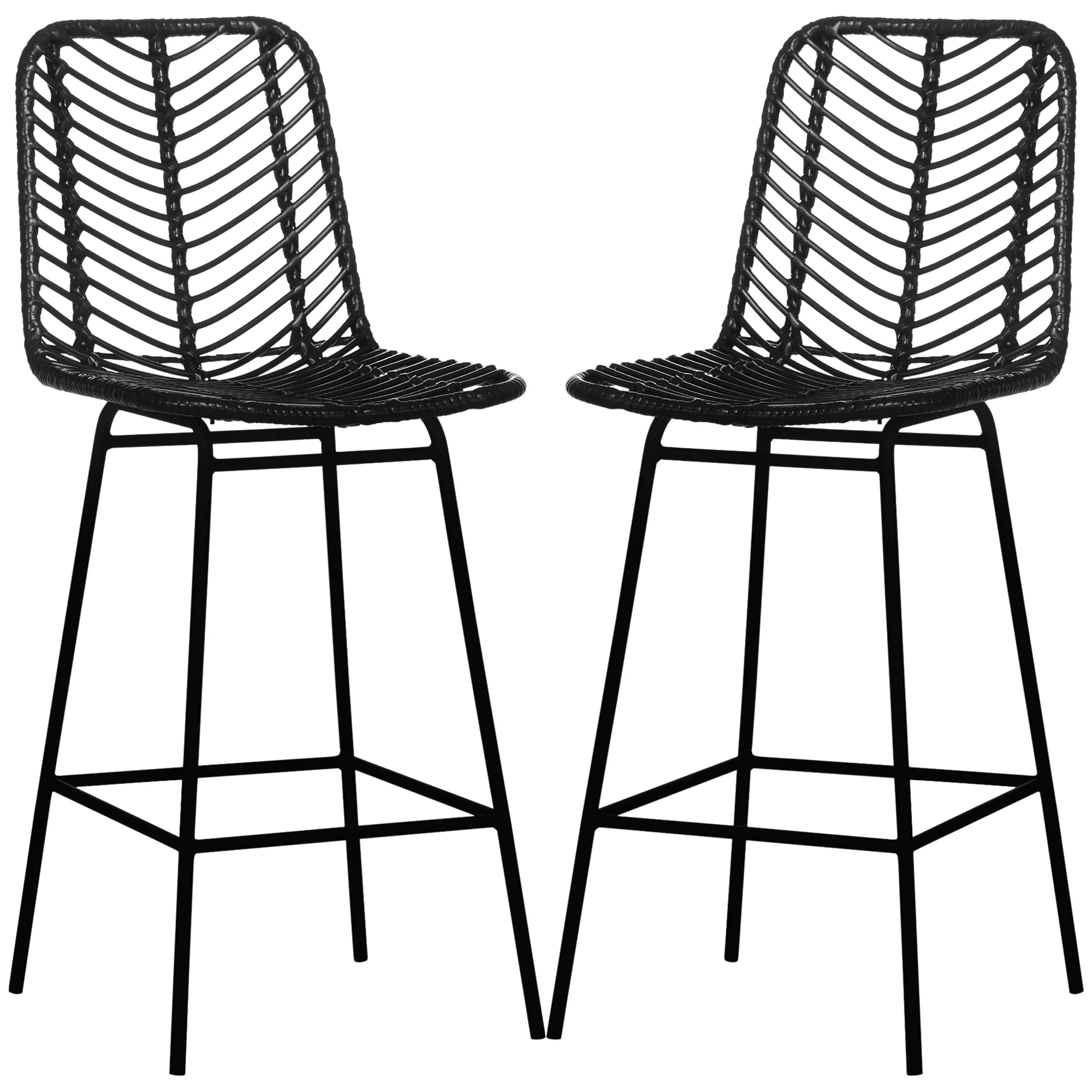 HOMCOM Barhocker 2er-Set Boho-Design mit Fußstütze