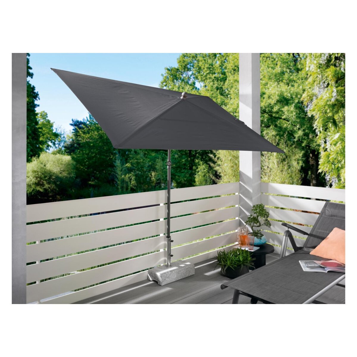 LIVARNO home Sonnenschirm, 210 x 140 cm, rechteckig (Anthrazit) - B-Ware neuwertig