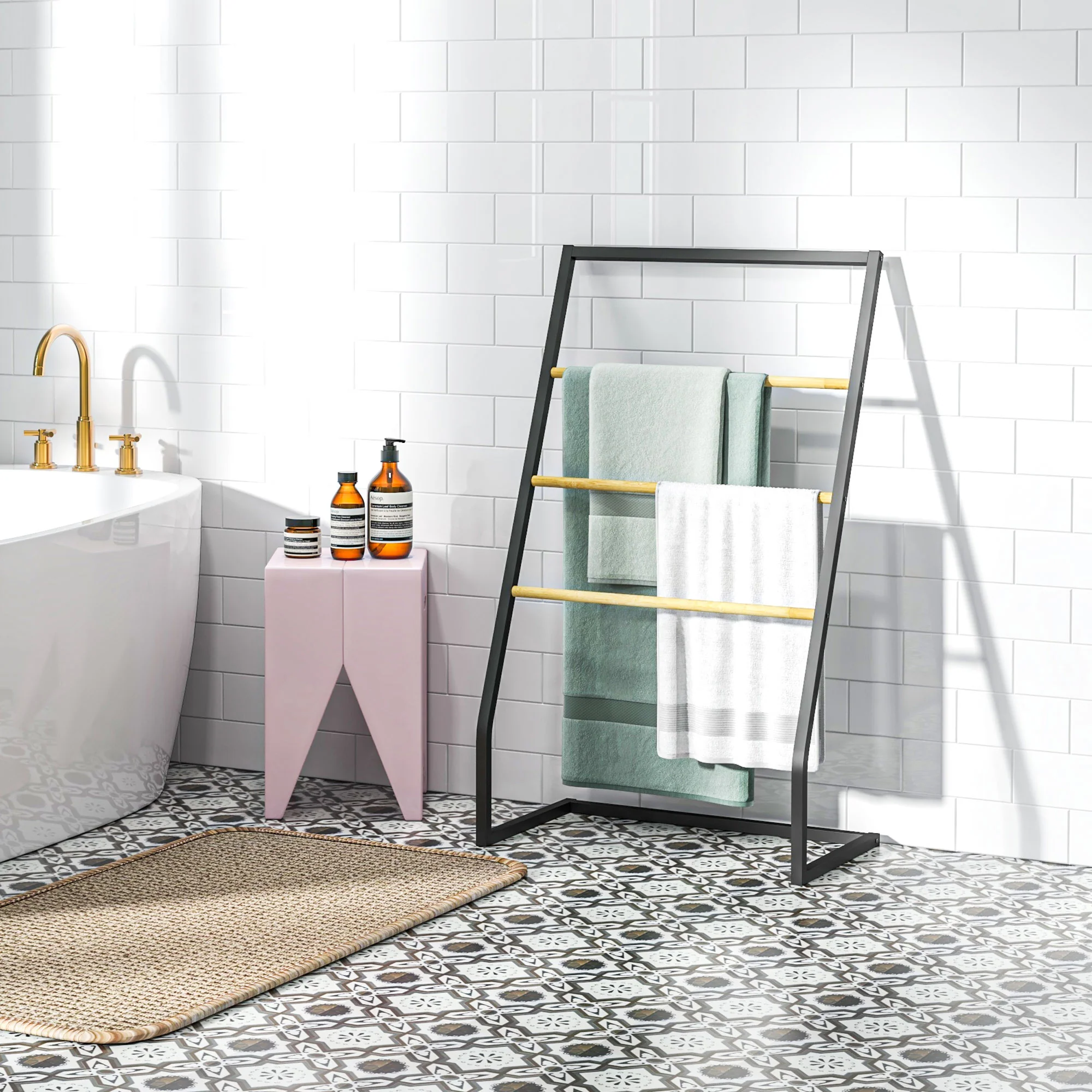 HOMCOM Handtuchständer 4-stufig für effiziente Trocknung Bambus