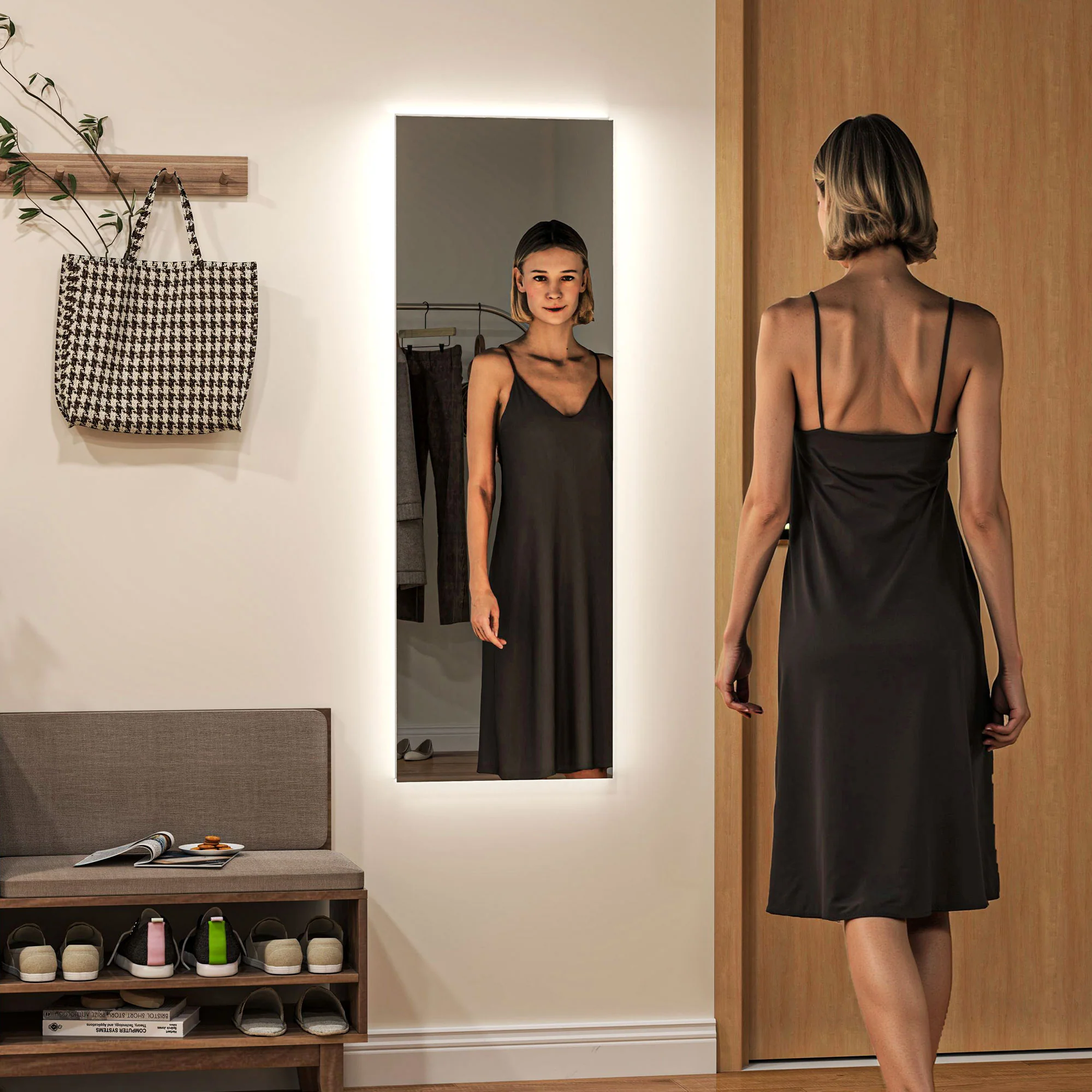 HOMCOM LED-Ganzkörperspiegel 40 × 120 cm, rahmenlos mit Touch-Steuerung