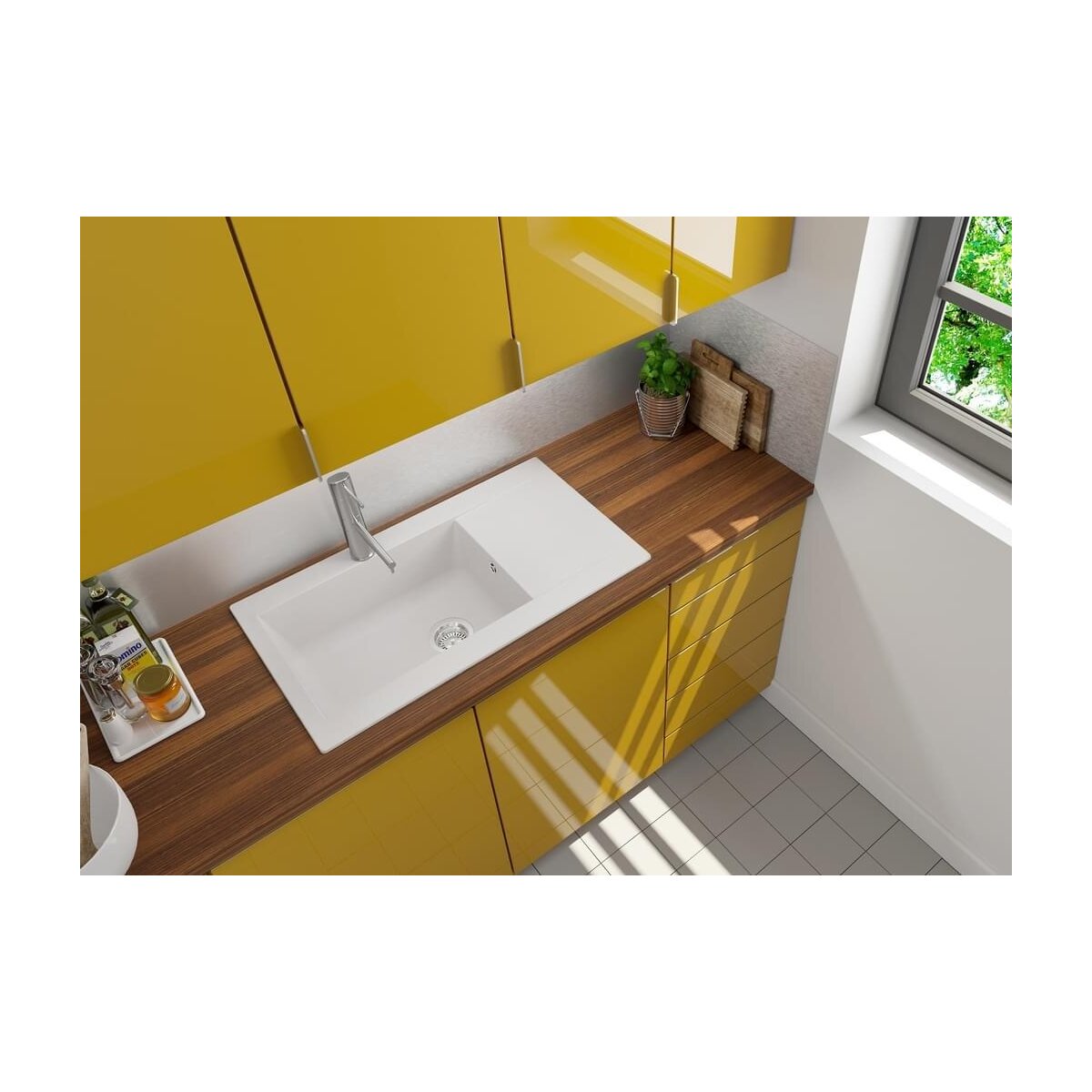 respekta »Denver« Einbauspüle,  86 x 50 cm, weiß - B-Ware Transportschaden Kosmetisch