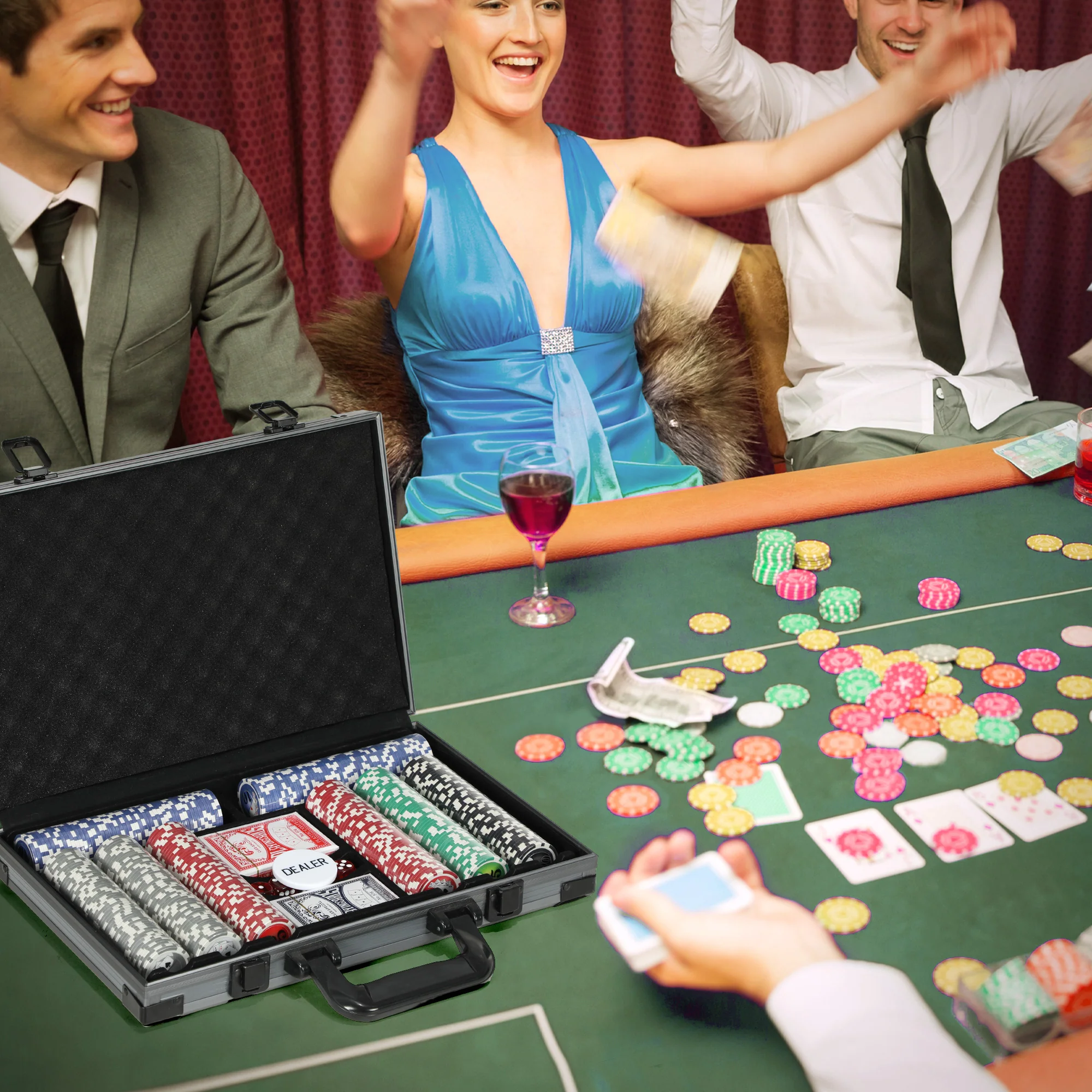SPORTNOW Pokerkoffer Pokerset mit 400 Chips & Zubehör