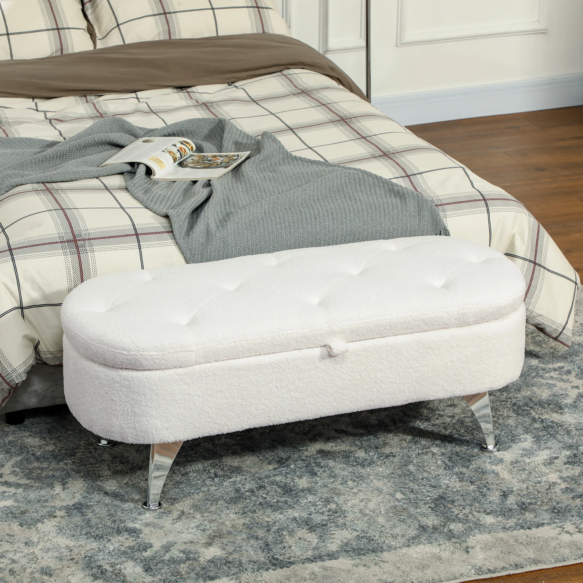 HOMCOM Sitzbank mit Stauraum 114 × 47 × 46,5 cm Weiß